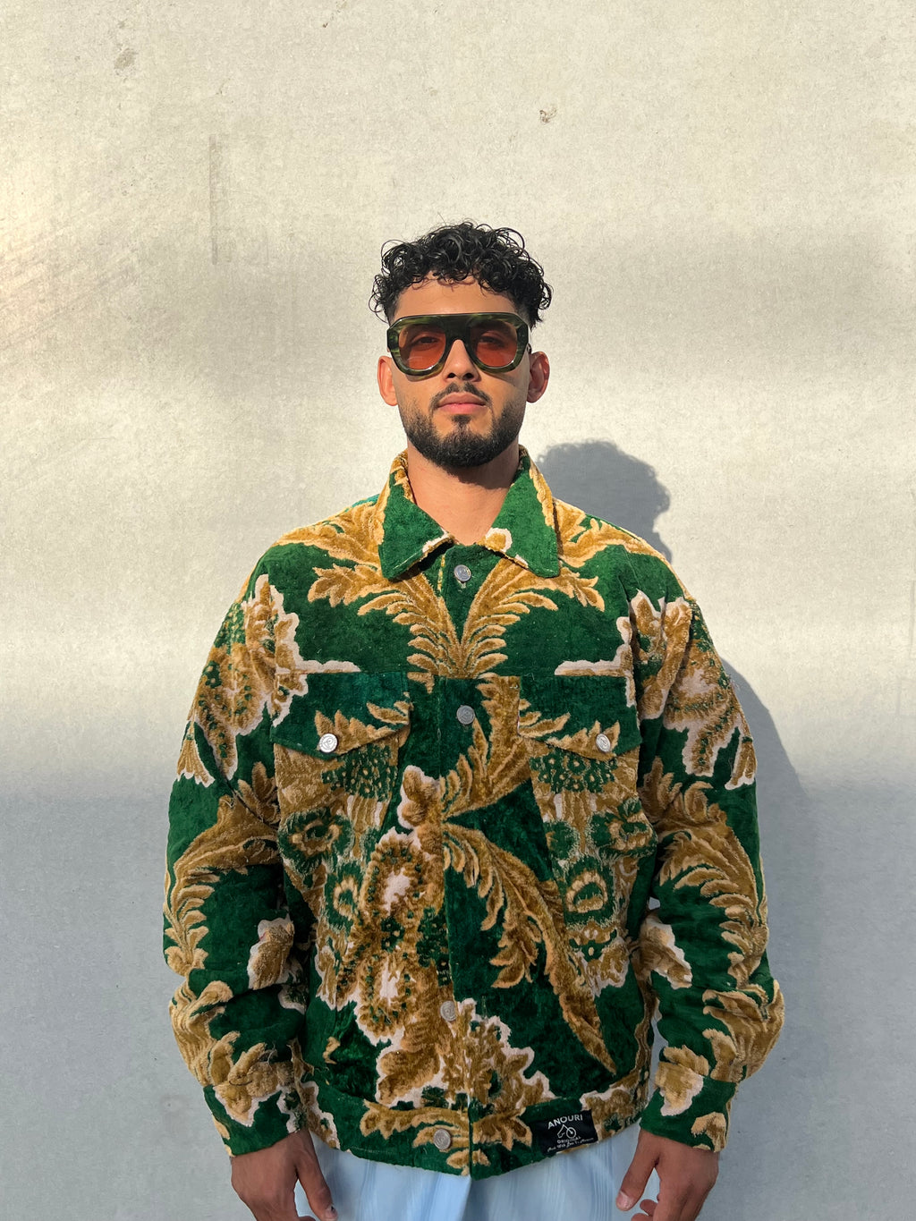 Moroccan hand made with unique yellow and green color,  carpet Jacket UNISEX