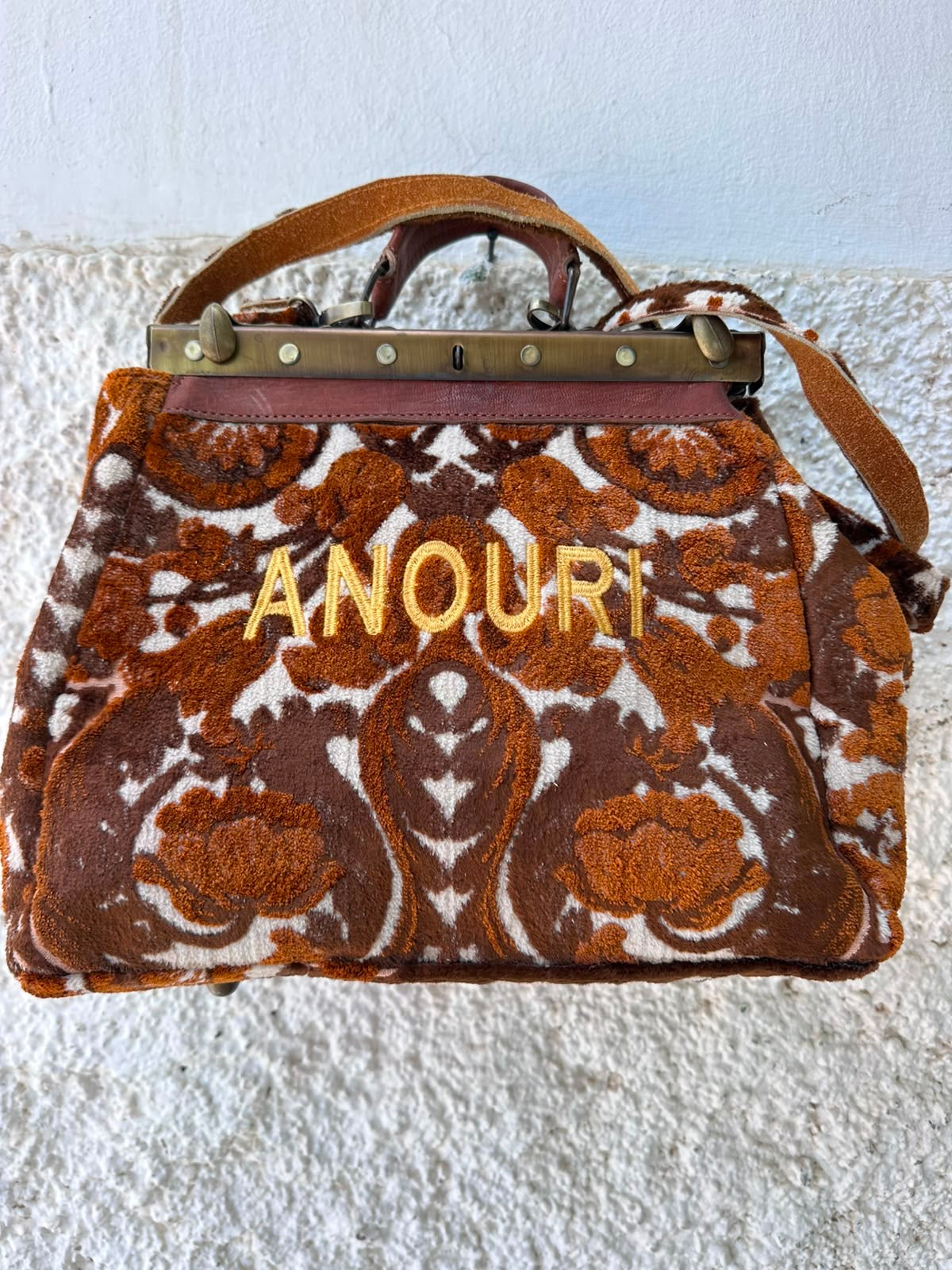 Anouri Original Emerald Heritage Frame brown colour Carpet Bag