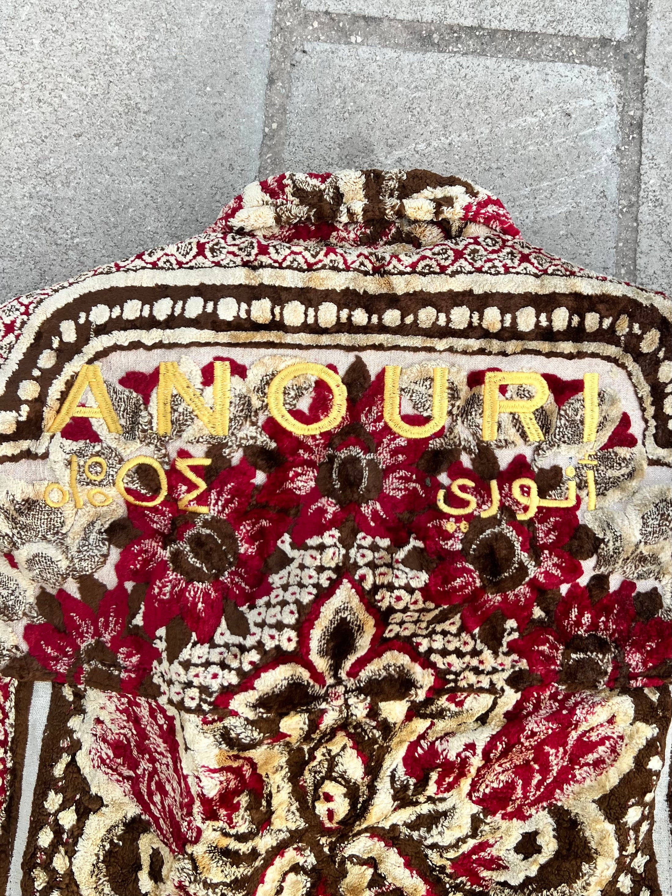 Moroccan hand made with unique red and yellow color,  carpet Jacket UNISEX