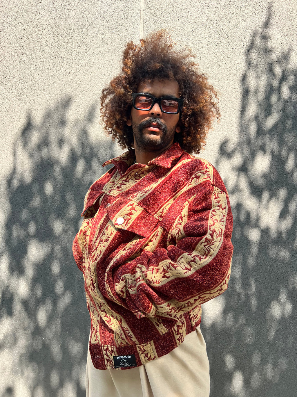 Moroccan hand made with unique yellow and orange color,  carpet Jacket UNISEX