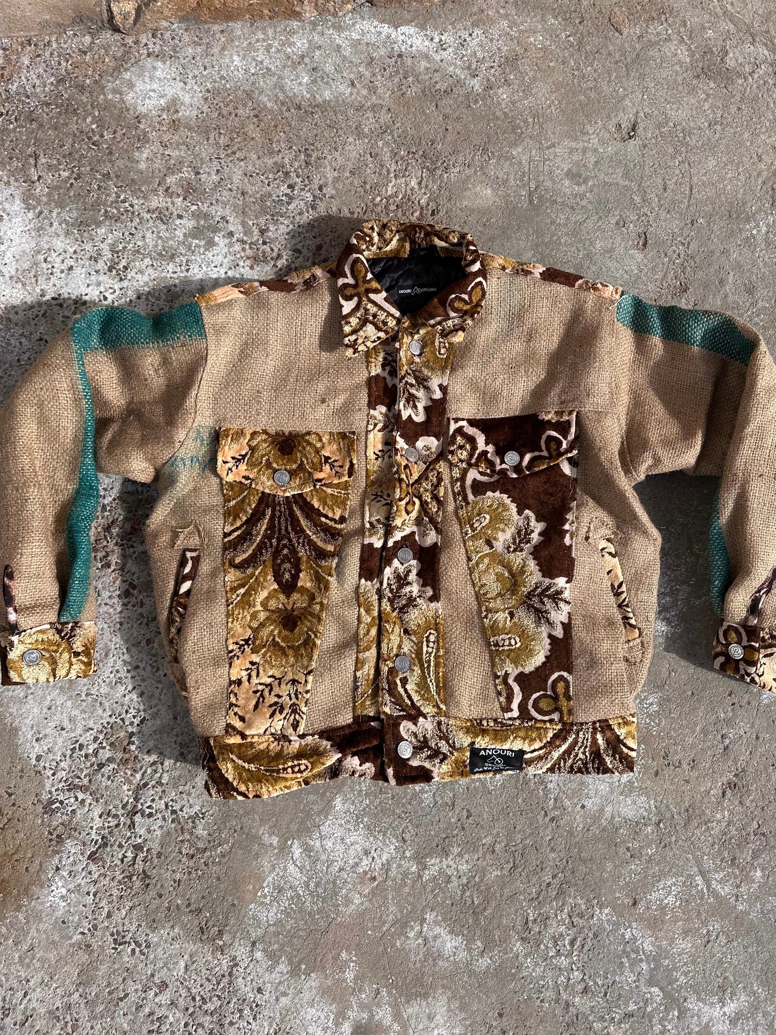 Moroccan hand made unique burlap and brown Carpet and burlap set UNISEX