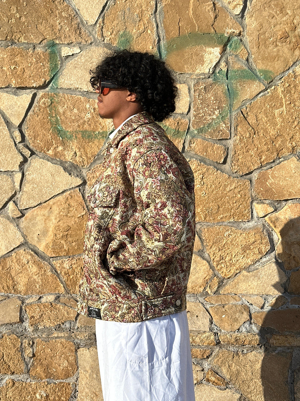 Moroccan hand made with unique flower color,  carpet Jacket UNISEX