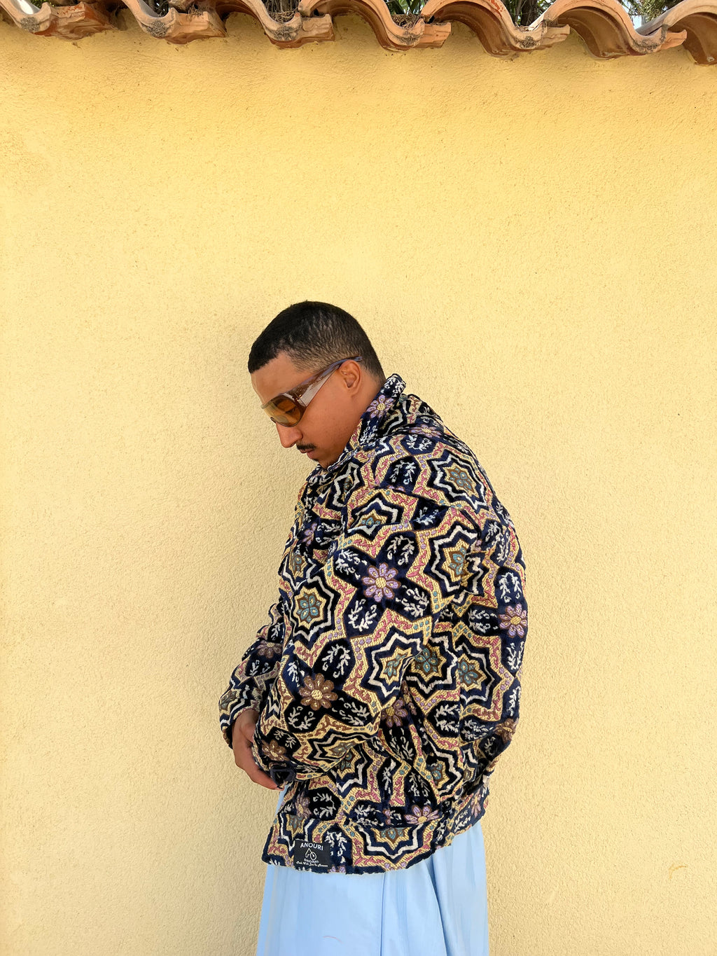 Moroccan hand made with unique green and white color ,  carpet Jacket UNISEX
