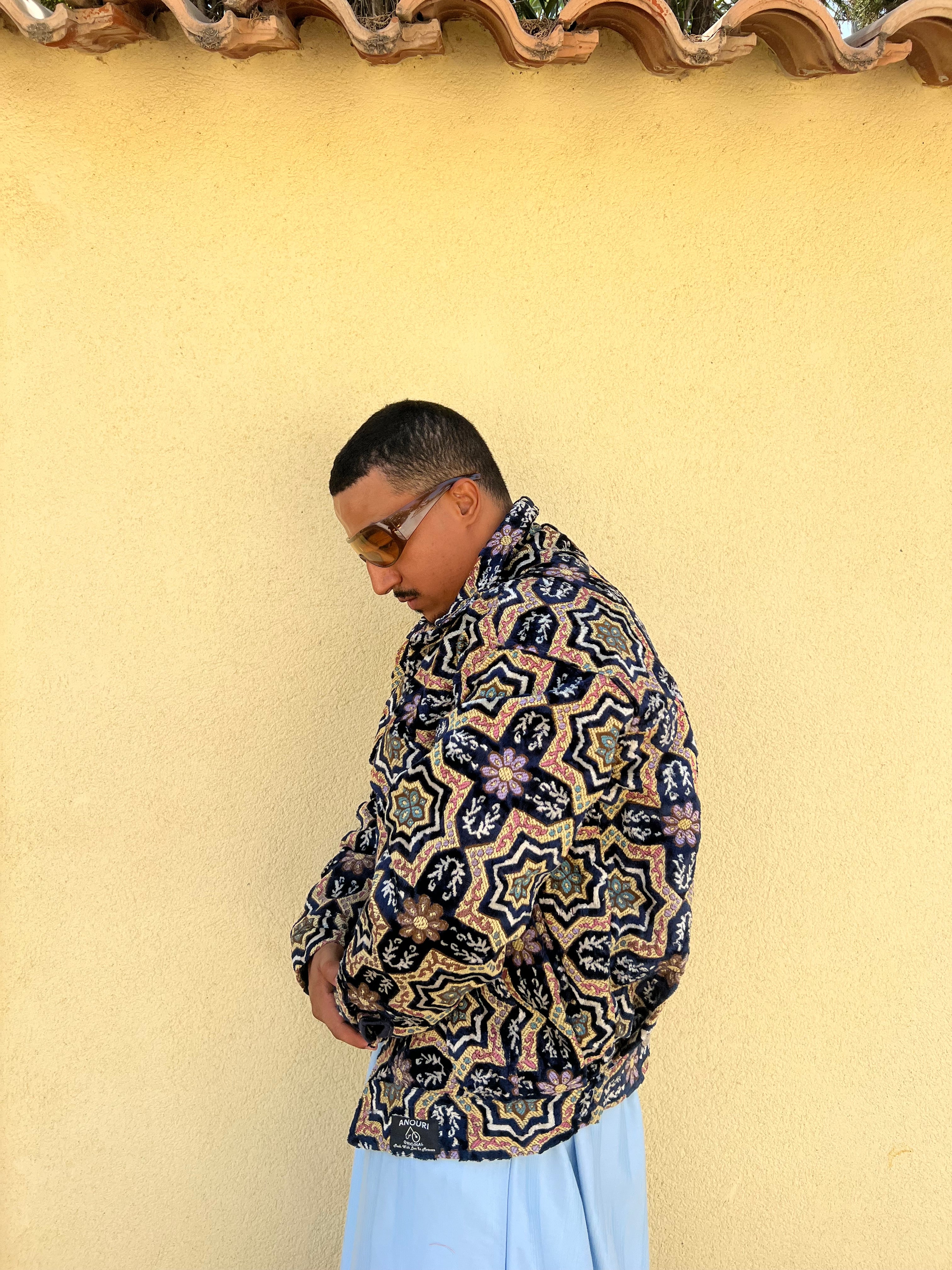 Moroccan hand made with unique green and white color ,  carpet Jacket UNISEX