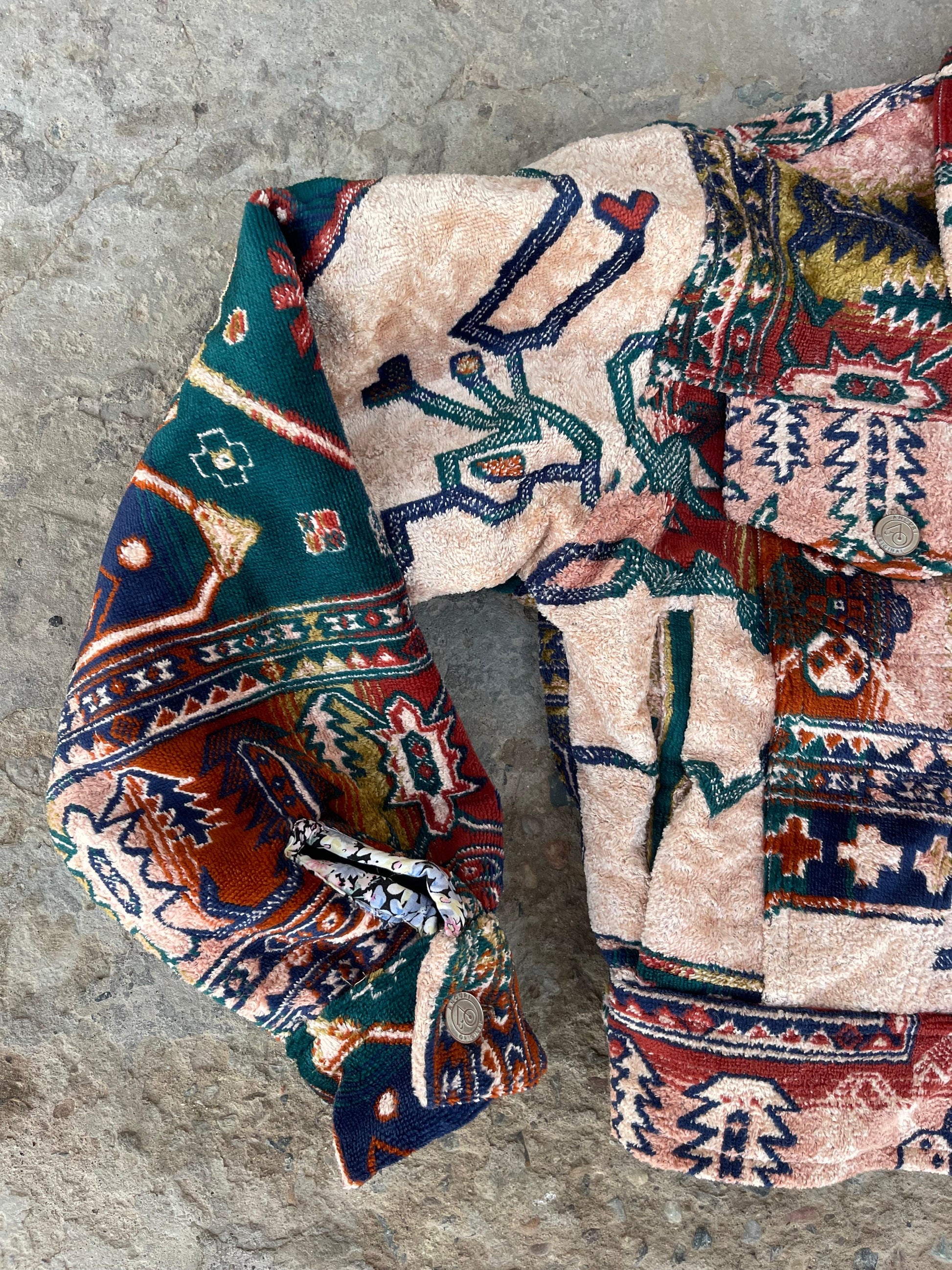 Moroccan hand made colorful and unique designs short carpet Jacket for female