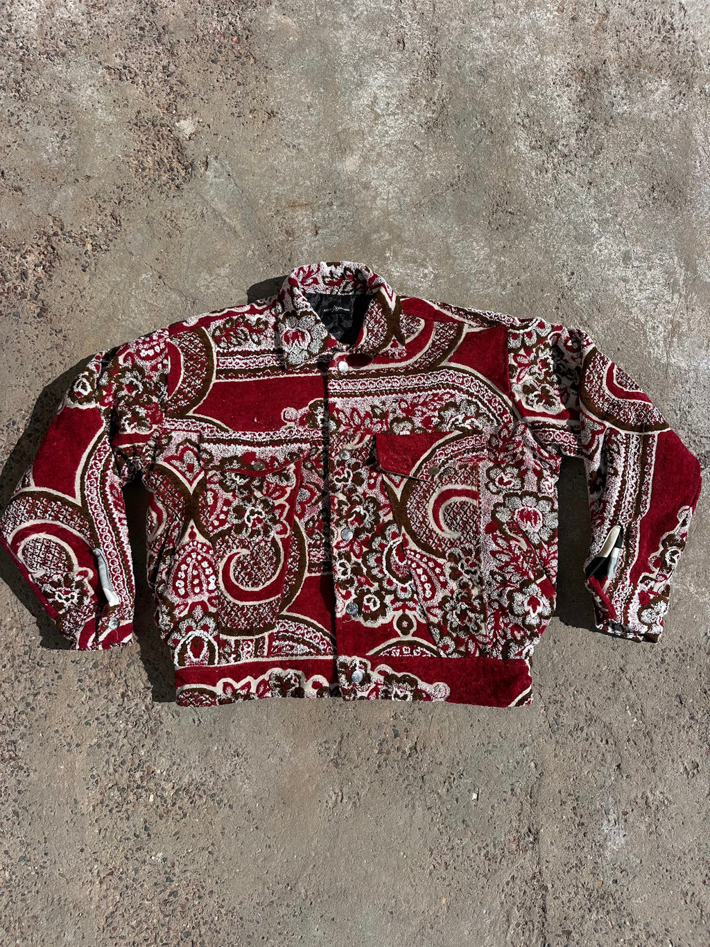 Moroccan hand made with unique red color,  carpet Jacket UNISEX