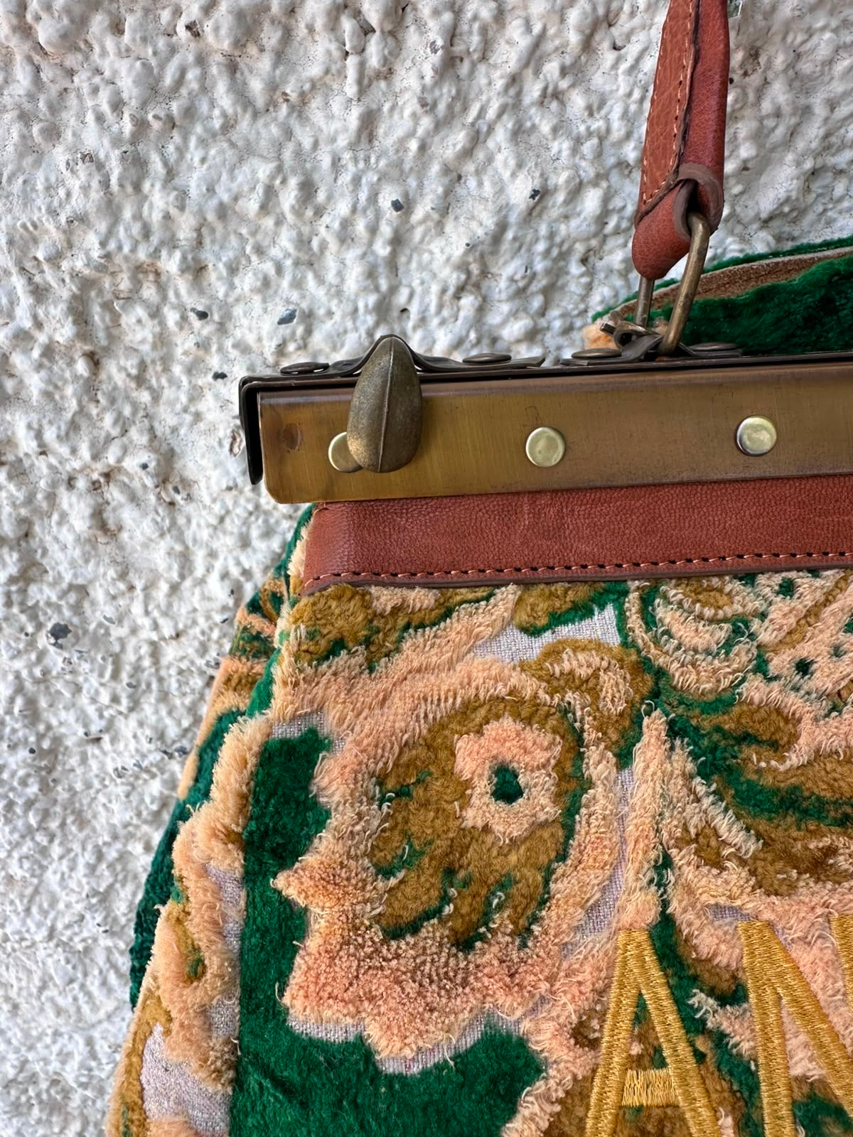Anouri Original Emerald Heritage Frame green & yellow  colour Carpet Bag