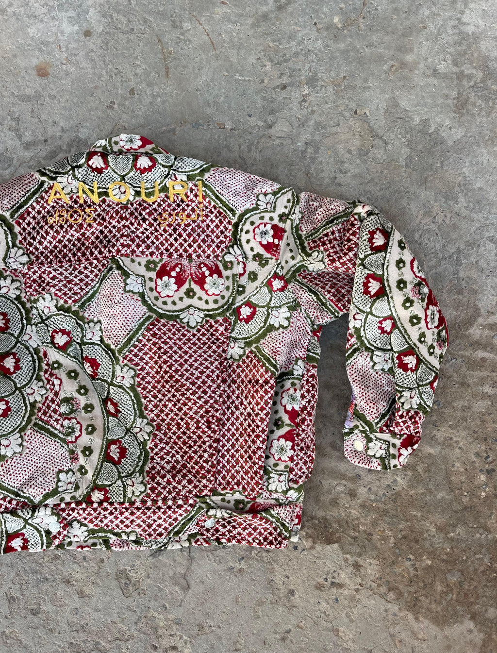Moroccan hand made with unique Red&green  design carpet Jacket UNISEX