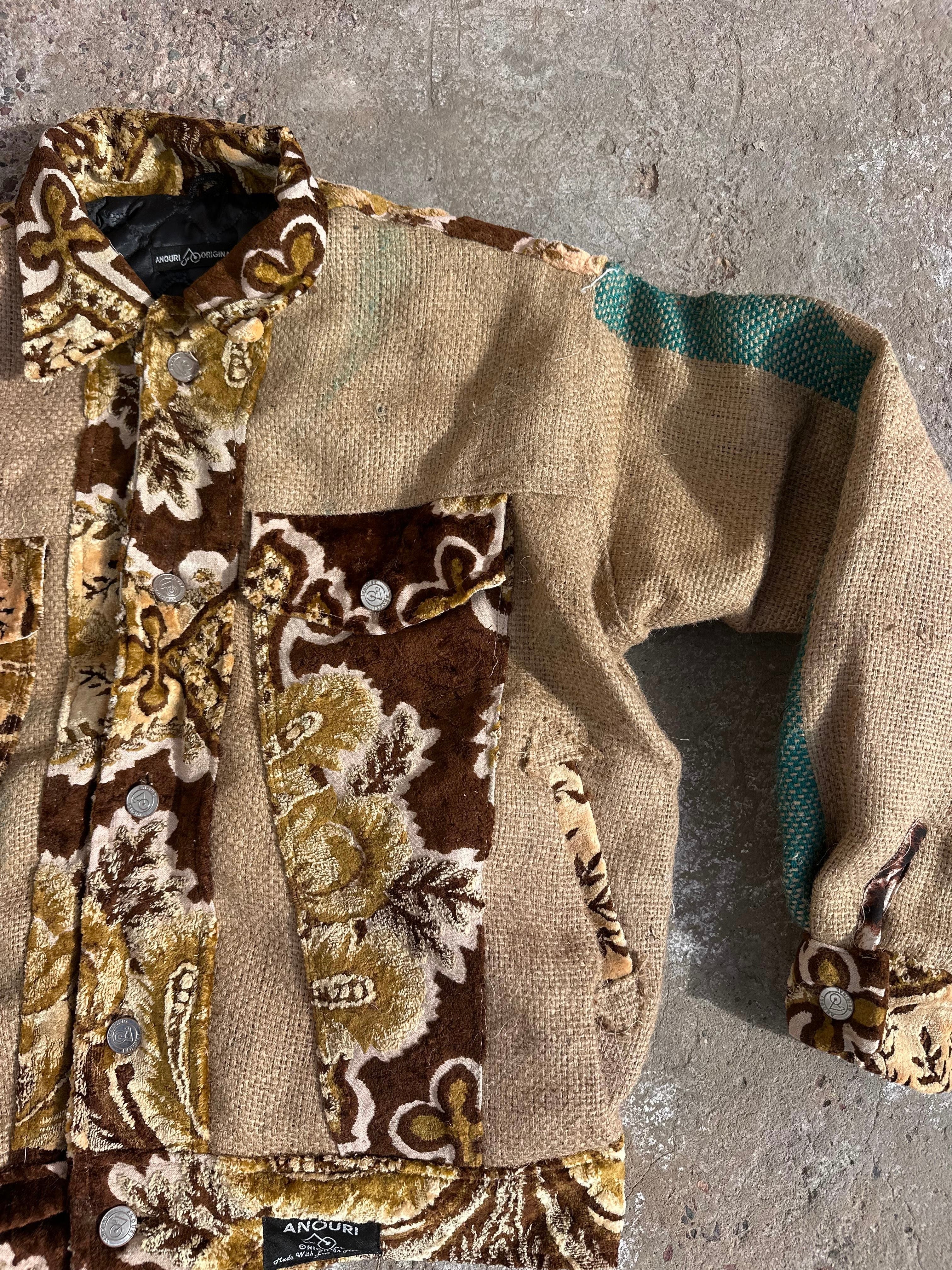 Moroccan hand made unique burlap and brown Carpet and burlap set UNISEX