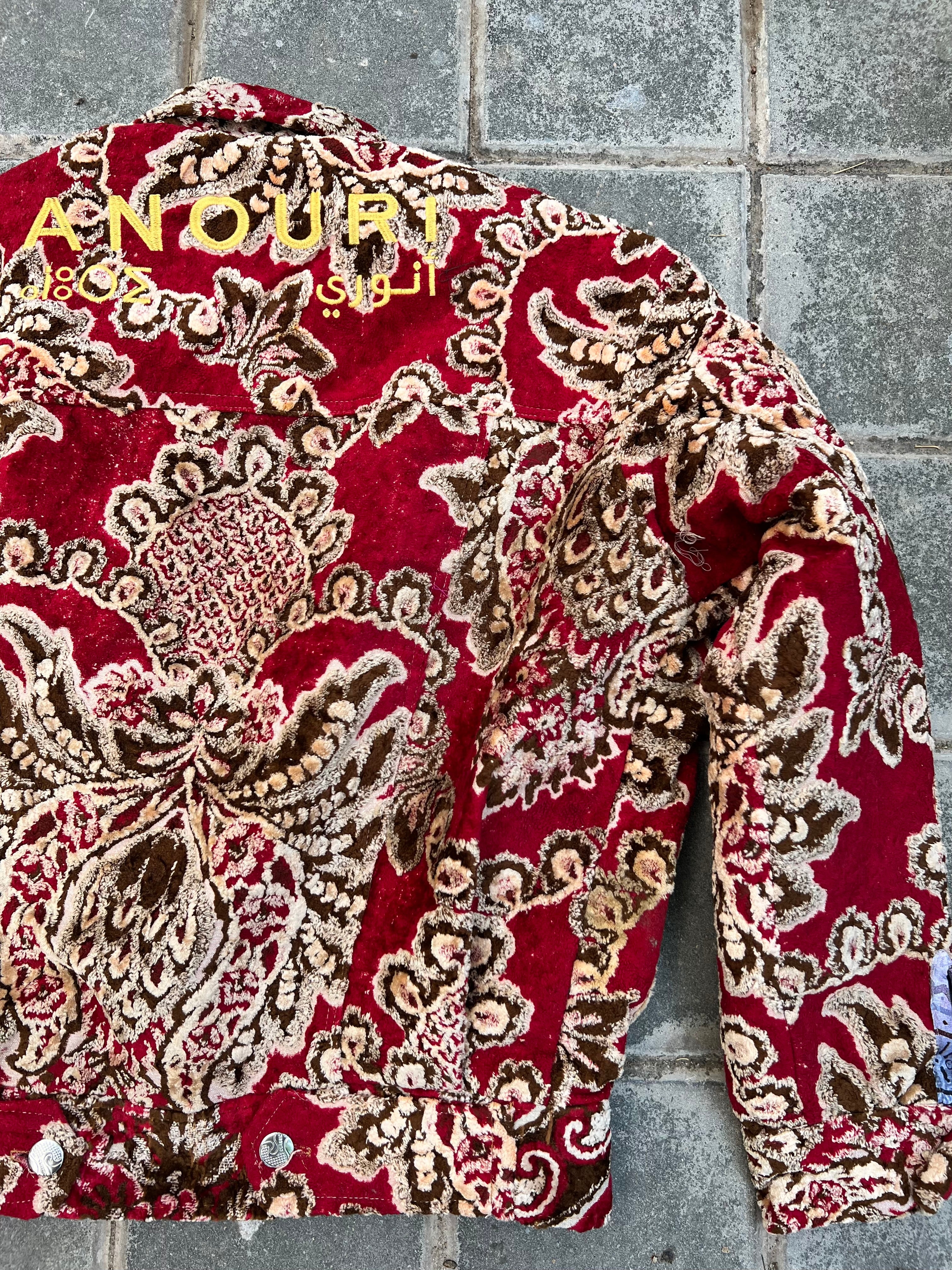 Moroccan hand made with unique brown and red color,  carpet Jacket UNISEX