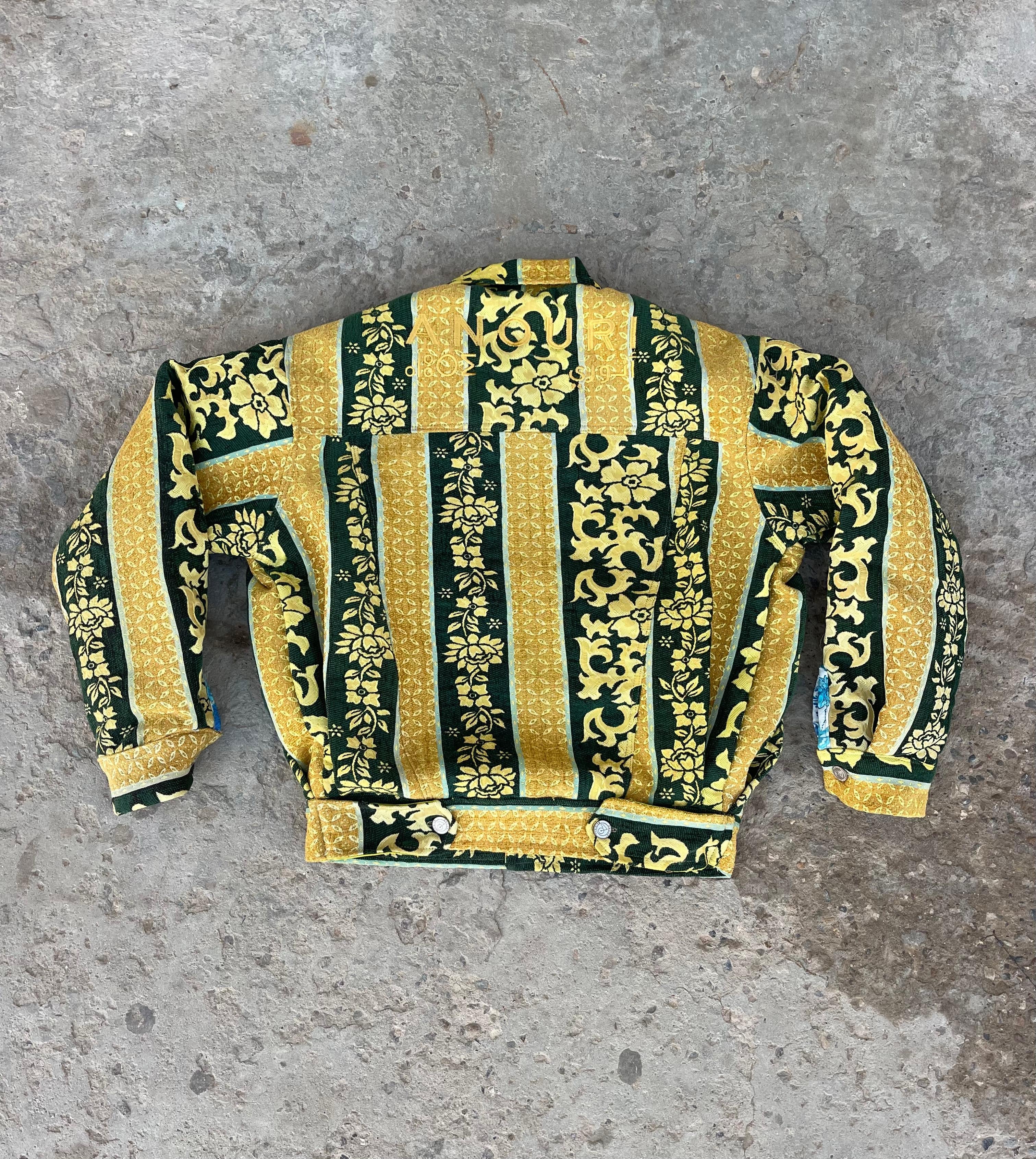 Moroccan hand made with unique yellow and green  design carpet Jacket UNISEX