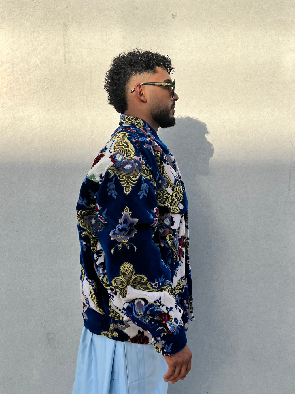 Moroccan hand made with unique design blue color ,  carpet Jacket UNISEX