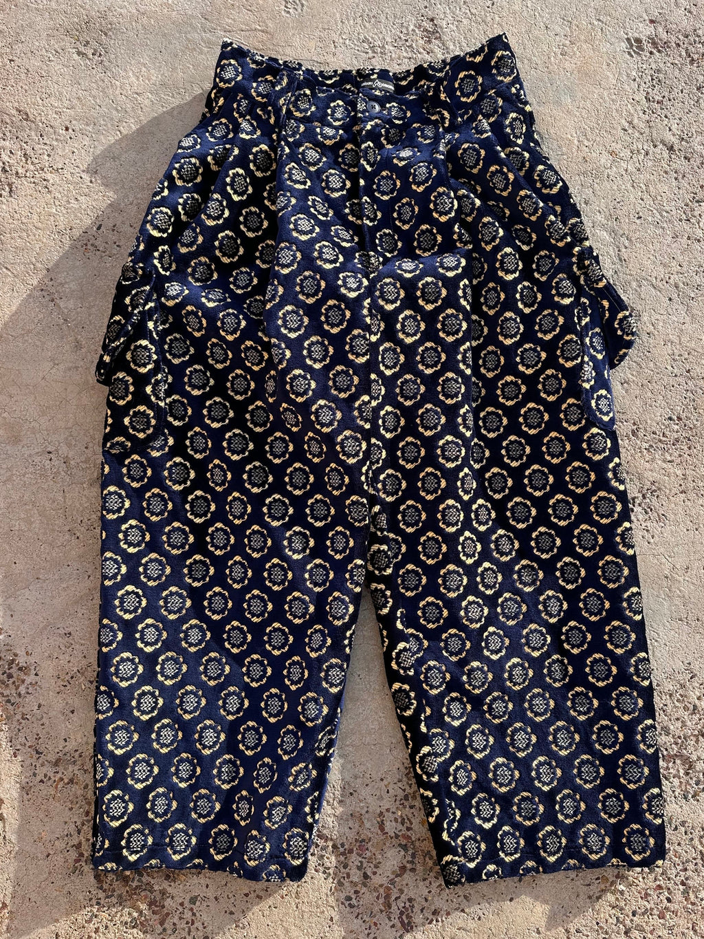 Anouris Original PANT with wide legs with two pockets  side unique dark blue print “Carpet” UNISEX