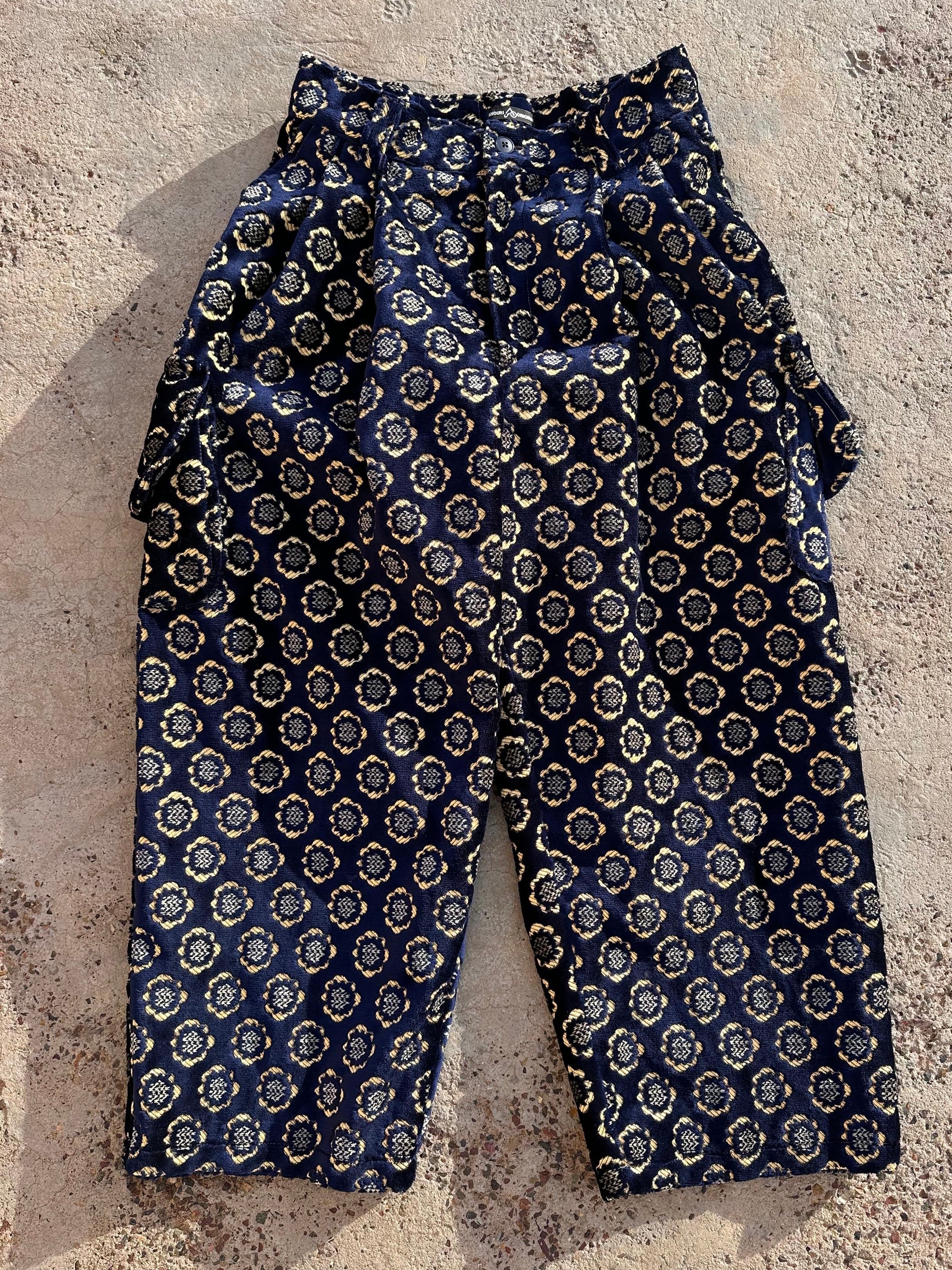 Anouris Original PANT with wide legs with two pockets  side unique dark blue print “Carpet” UNISEX