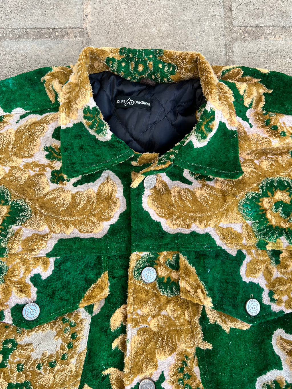 Moroccan hand made with unique yellow and green color,  carpet Jacket UNISEX