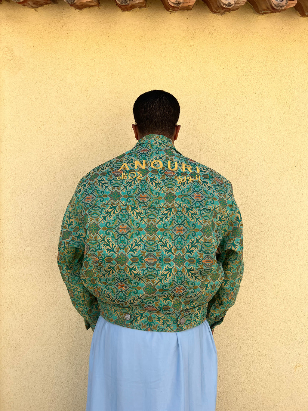 Moroccan hand made with unique white and green color,  carpet Jacket UNISEX (Copy)