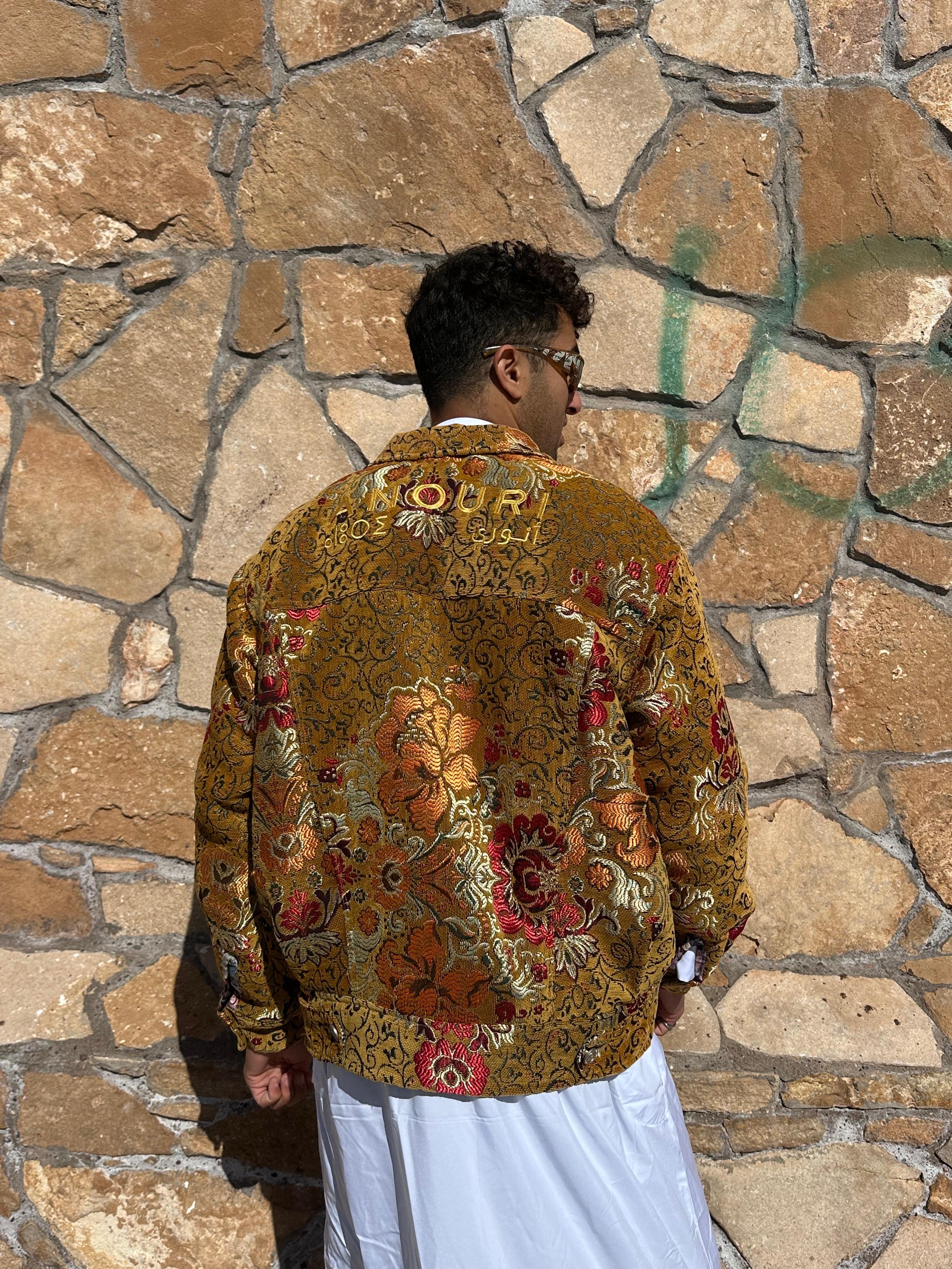 Moroccan hand made with unique orange color,  carpet Jacket UNISEX