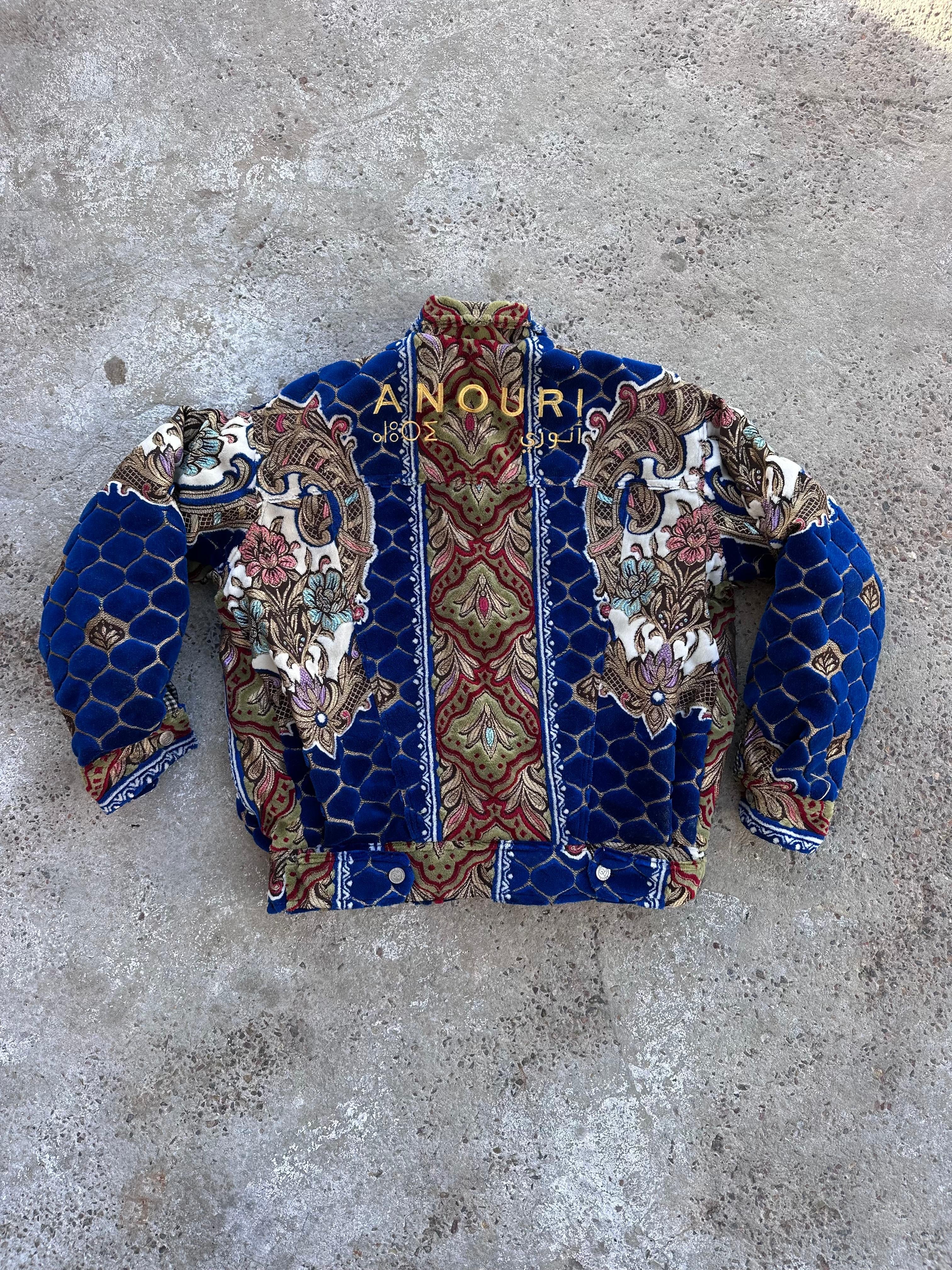 Moroccan hand made with unique blue design carpet Jacket UNISEX