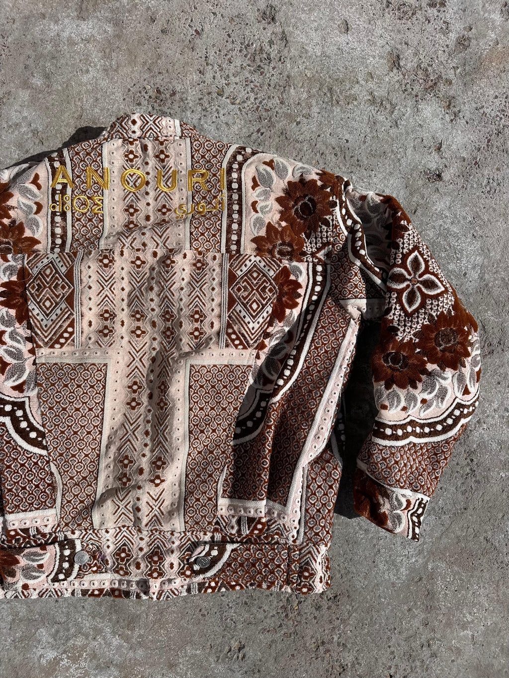 Moroccan hand made with unique orange color,  carpet Jacket UNISEX