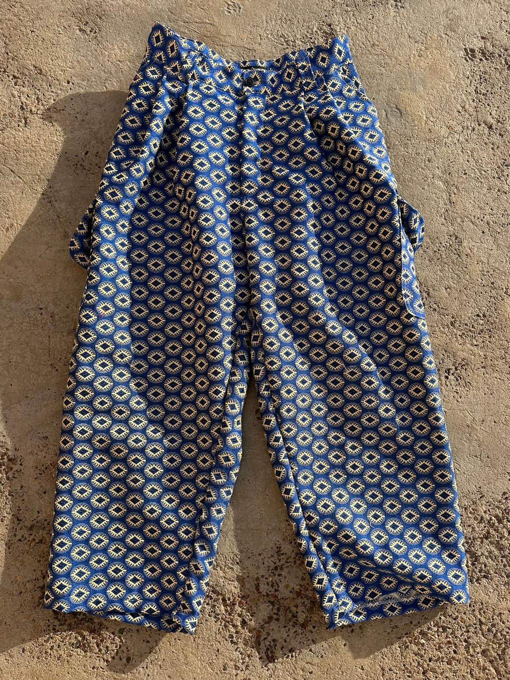 Anouris Original PANT with wide legs with two pockets  side unique light blue print “Carpet” UNISEX