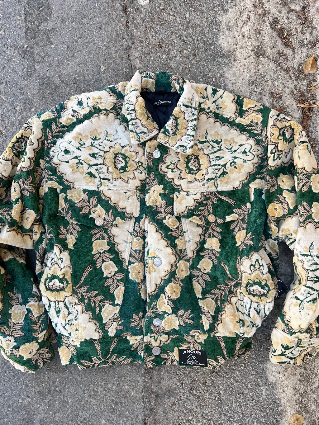 Moroccan hand made with unique white and green color,  carpet Jacket UNISEX