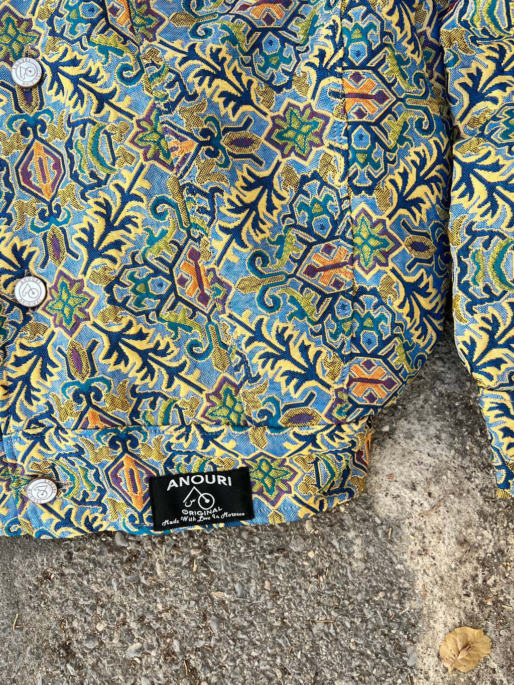Moroccan hand made with unique colorful blue yellow color ,  carpet Jacket UNISEX
