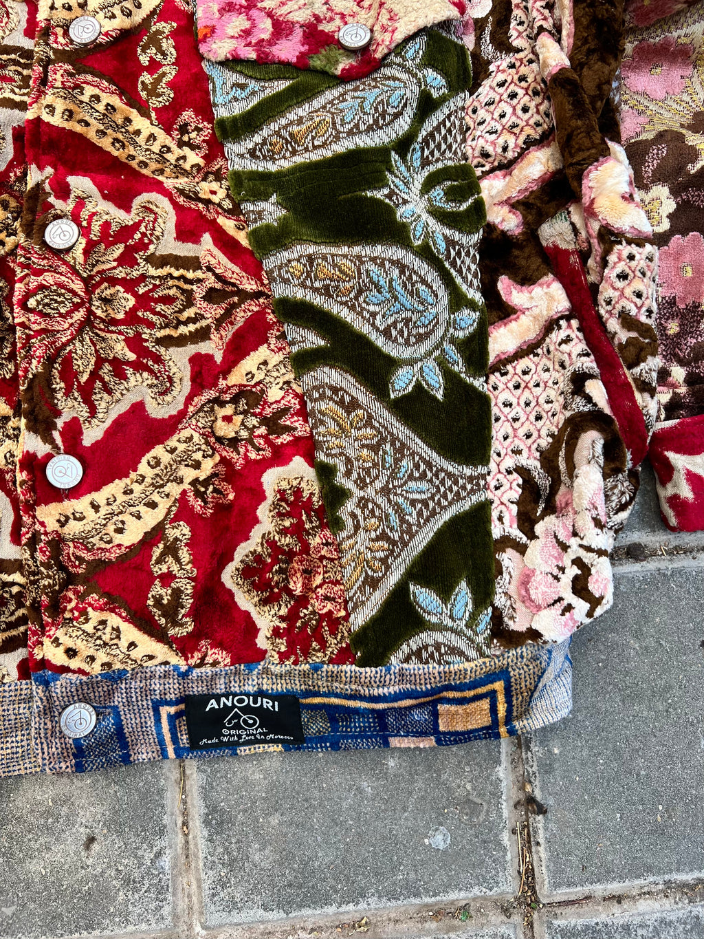 Moroccan hand made with unique patshwork design ,  carpet Jacket UNISEX