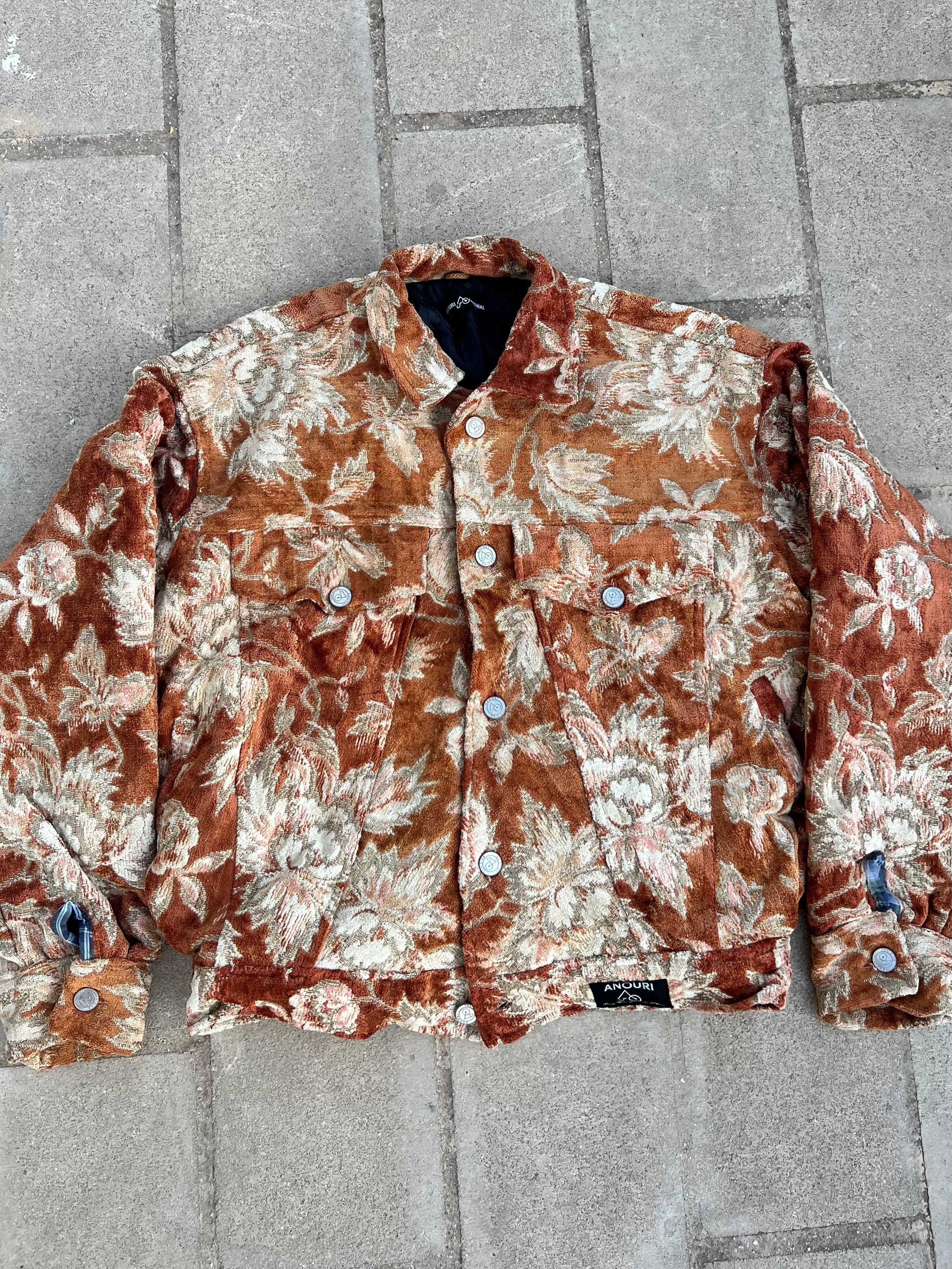 Moroccan hand made with unique orange color,  carpet Jacket UNISEX