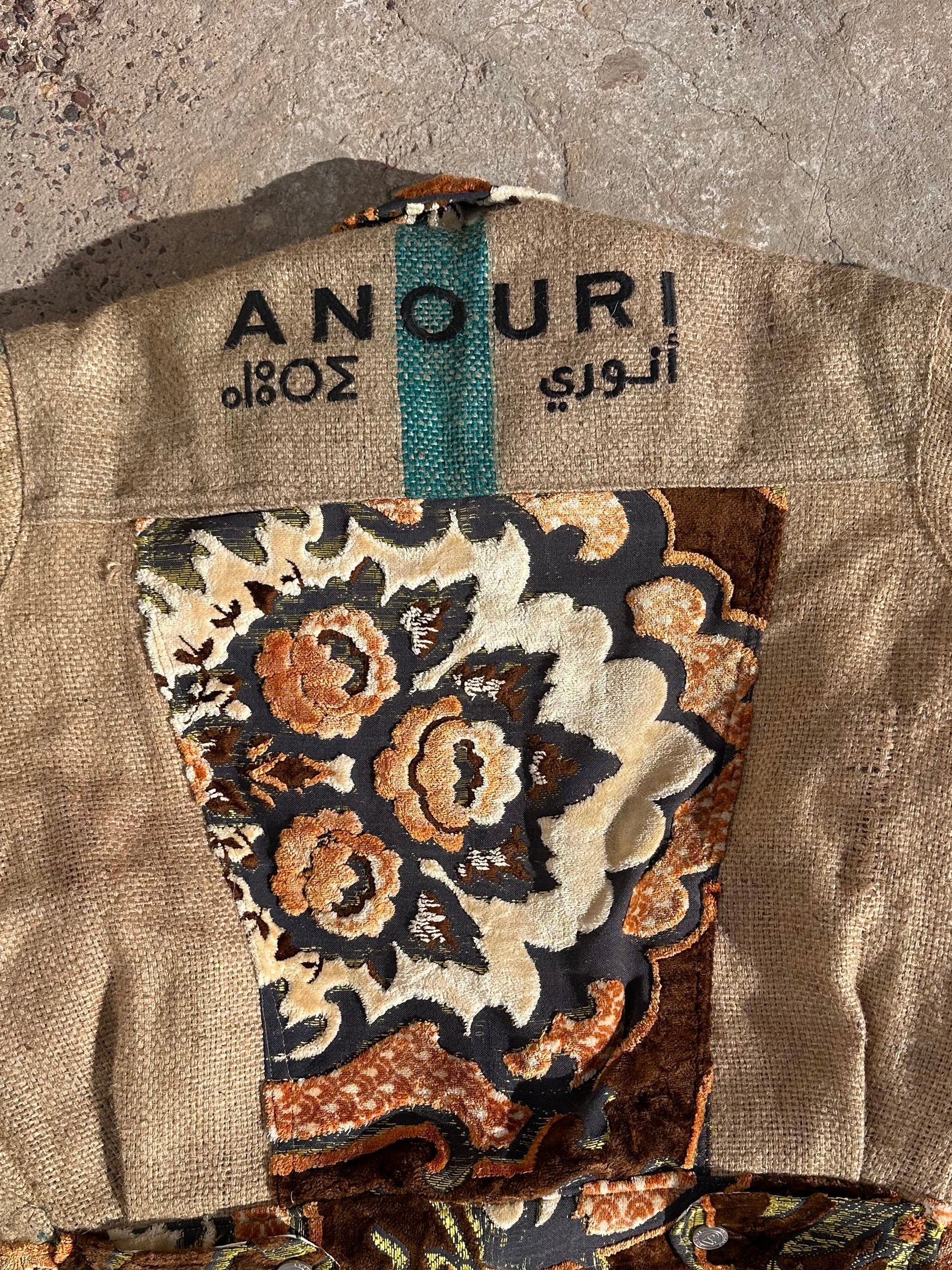 Moroccan hand made brown burlap Jacket UNISEX