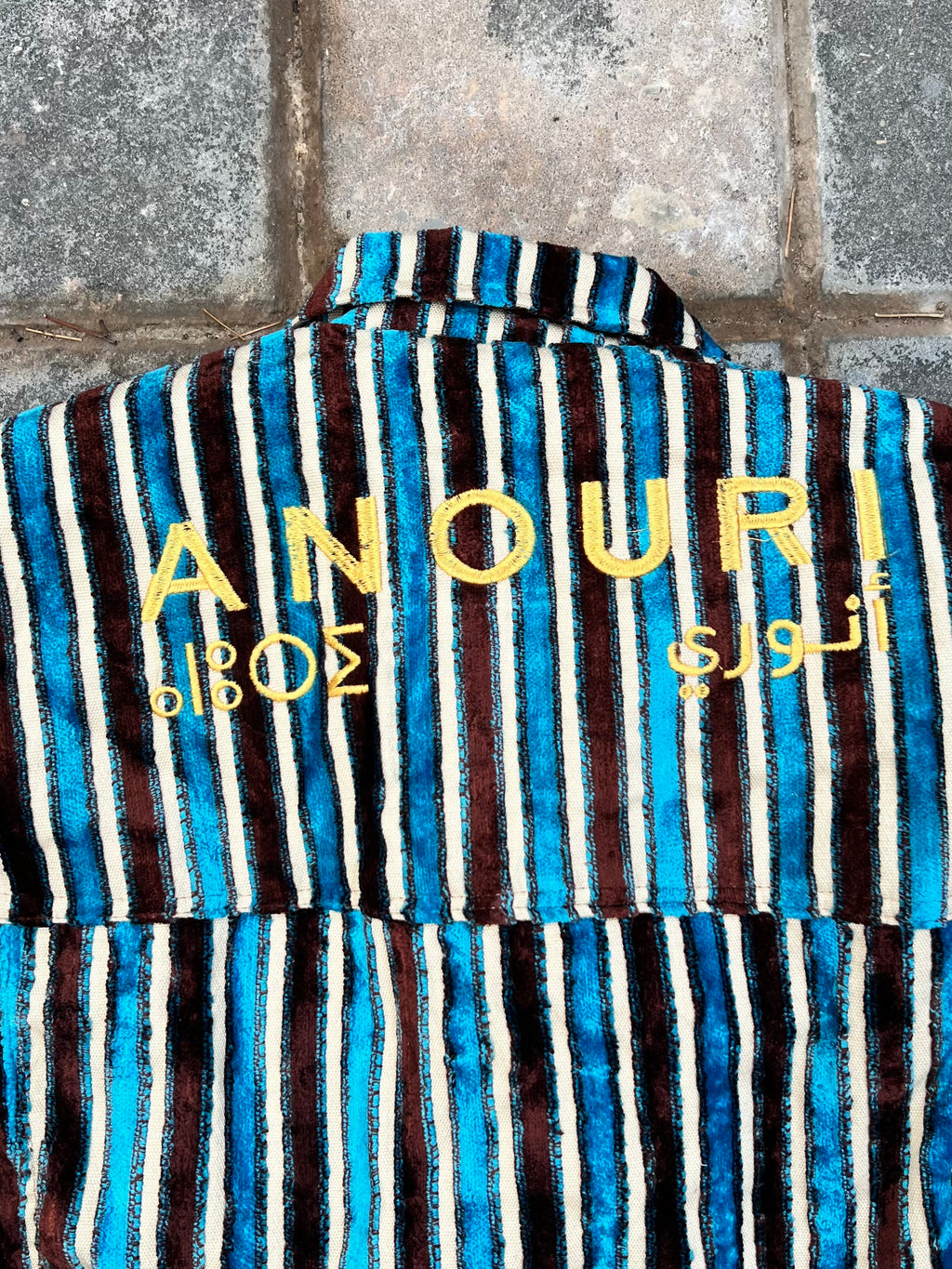 Moroccan hand made with unique brown and blue color,  carpet Jacket UNISEX