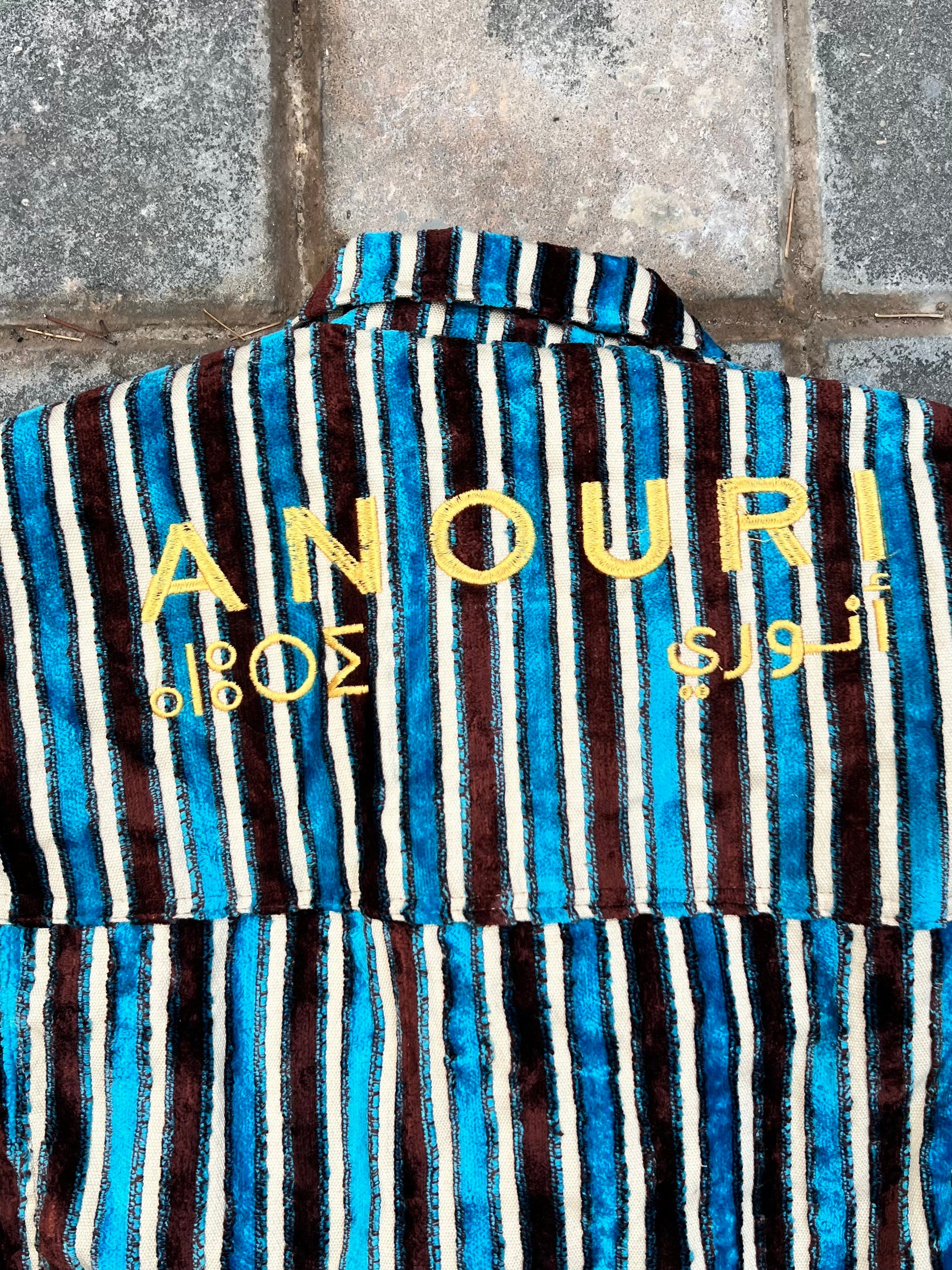 Moroccan hand made with unique brown and blue color,  carpet Jacket UNISEX