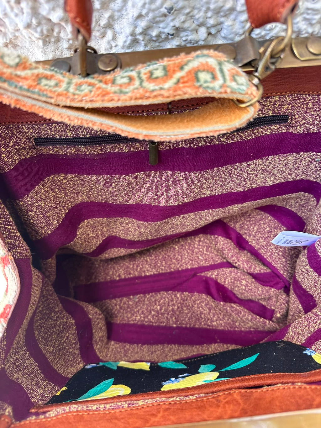 Anouri Original Emerald Heritage Frame mixed colour Carpet Bag