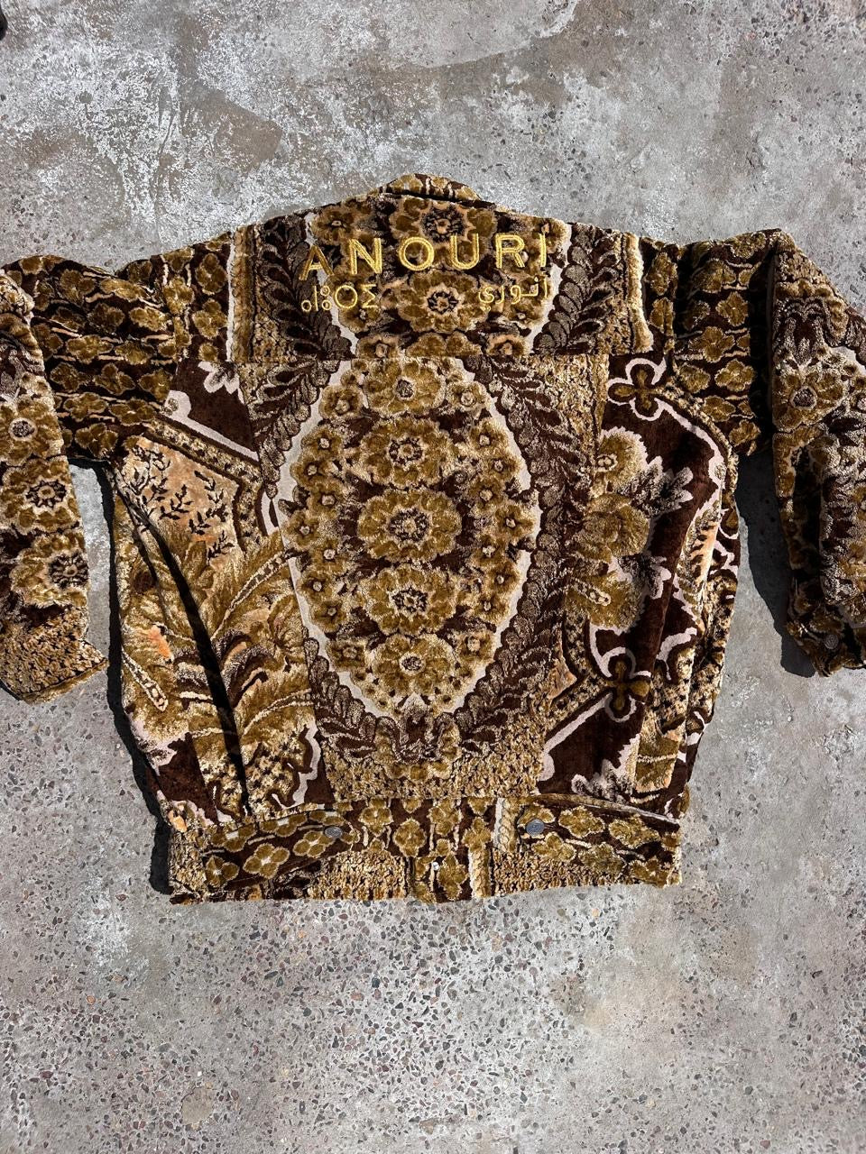 Moroccan hand made with unique brown and yellow color,  carpet Jacket UNISEX