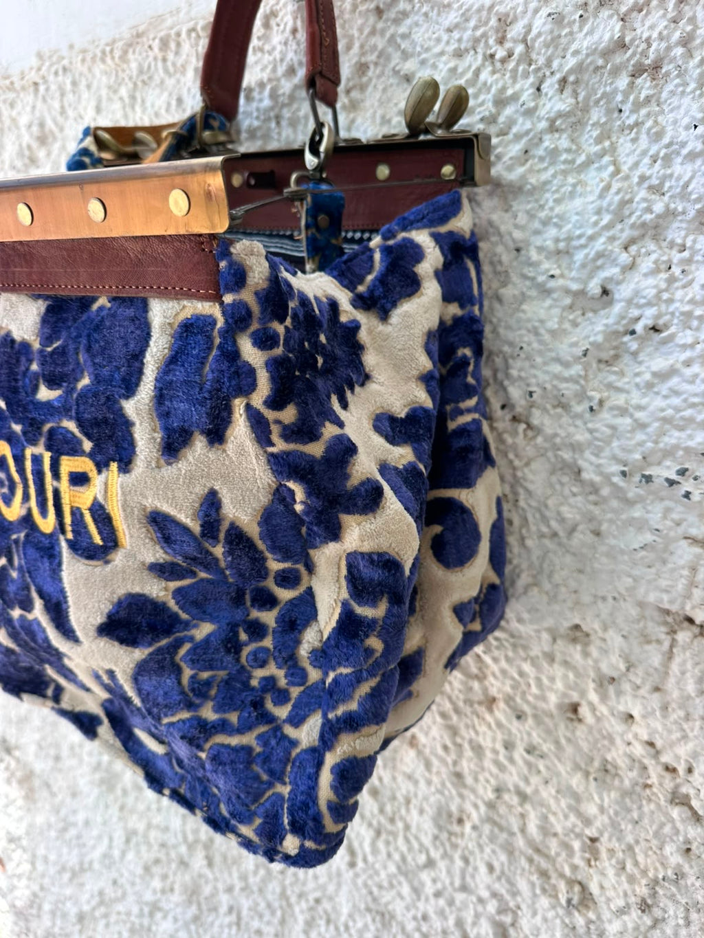Anouri Original Emerald Heritage Frame blue colour Carpet Bag