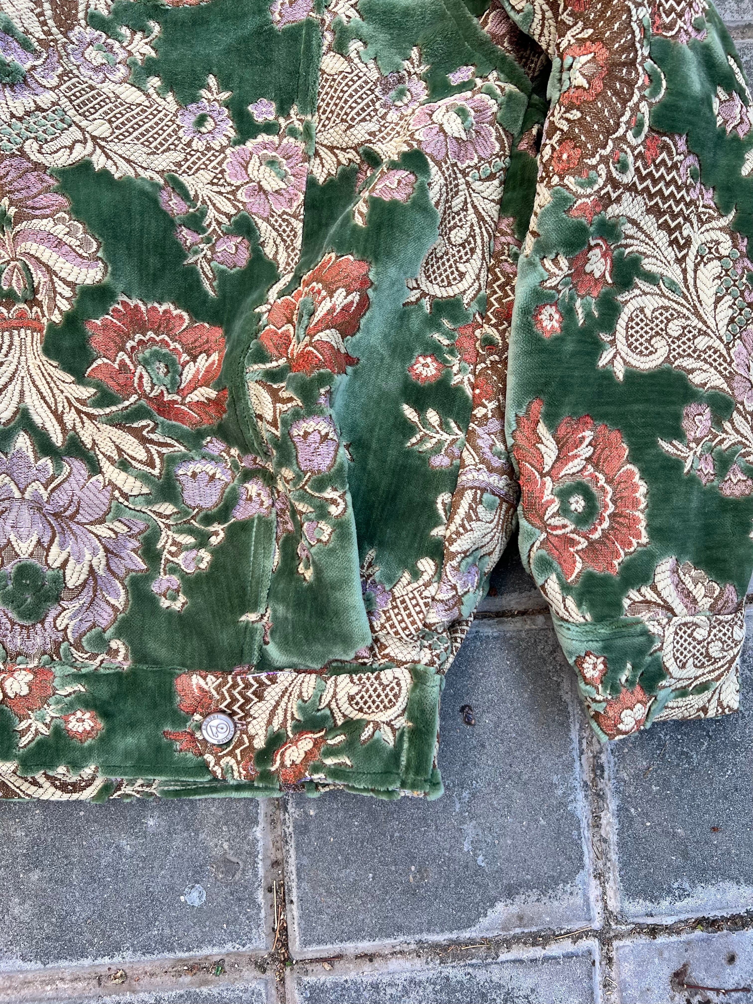 Moroccan hand made with unique design green color ,  carpet Jacket UNISEX