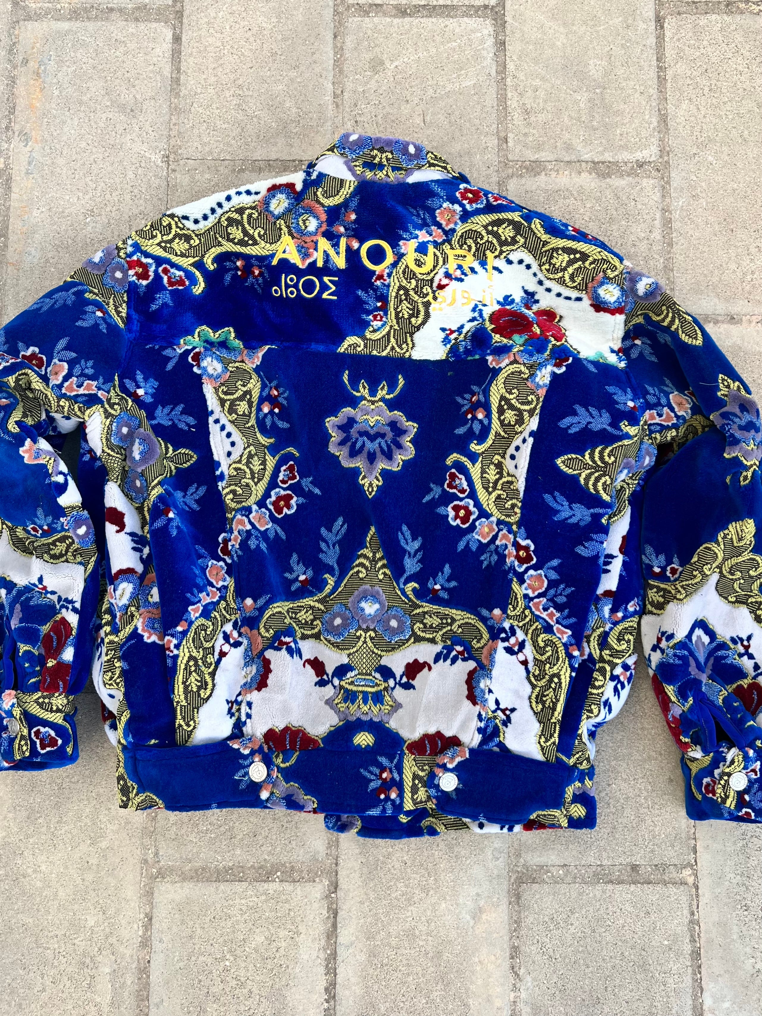 Moroccan hand made with unique design blue color ,  carpet Jacket UNISEX
