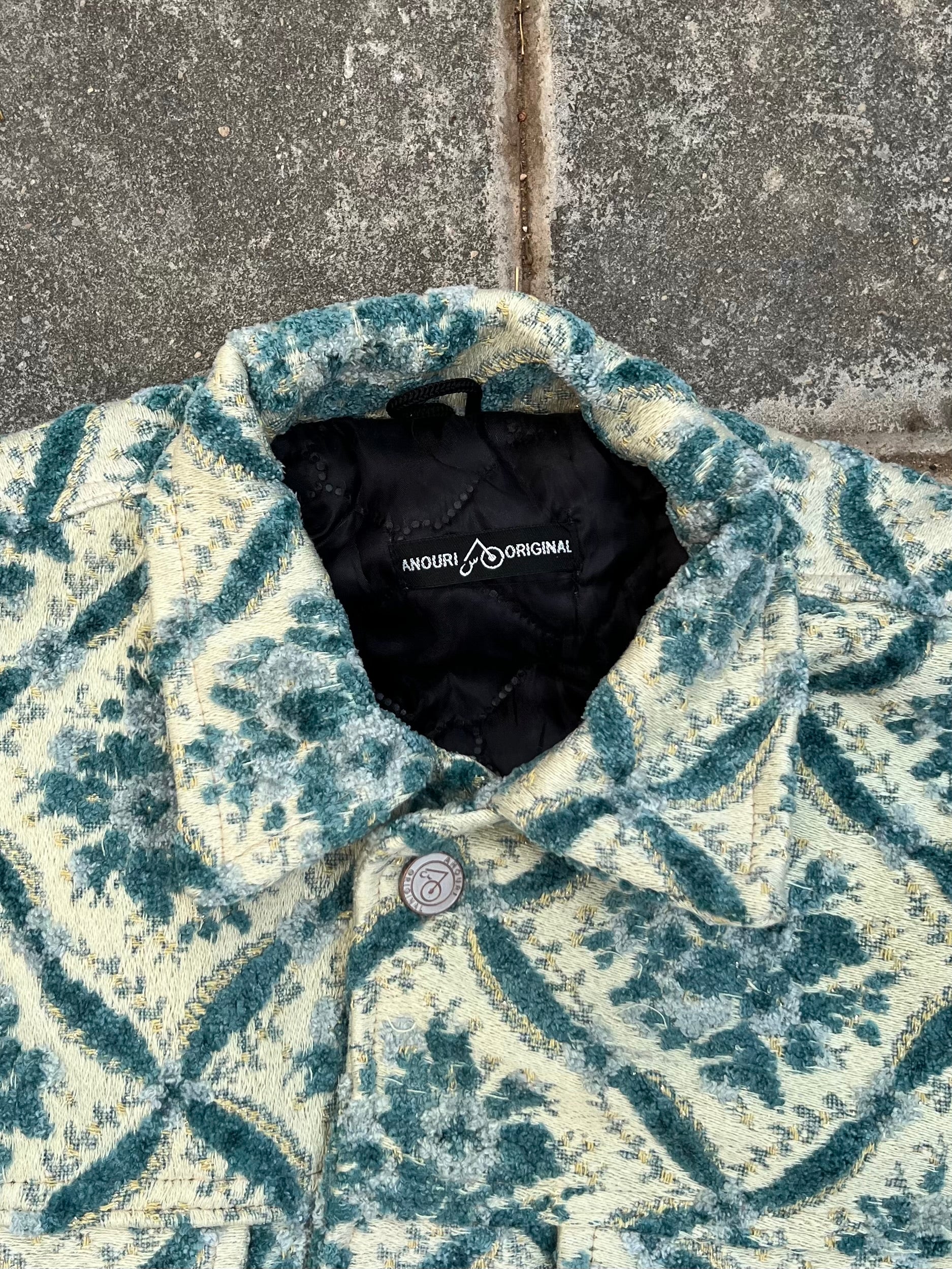 Moroccan hand made with unique light blue color,  carpet Jacket UNISEX