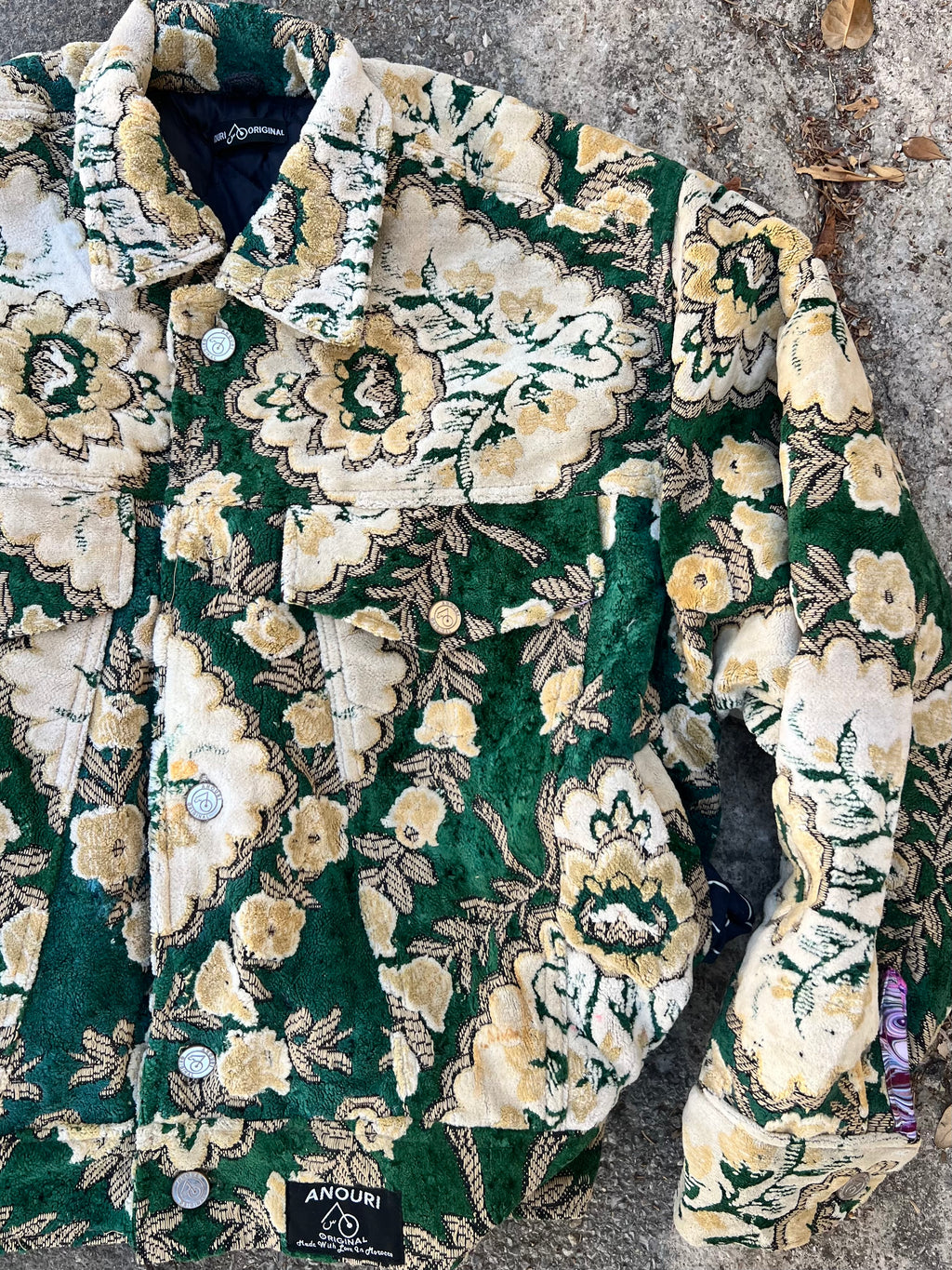 Moroccan hand made with unique white and green color,  carpet Jacket UNISEX