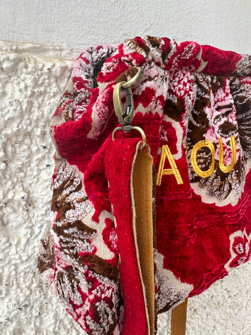Anouri Original Royal red Floral Carpet Wrist Bag
