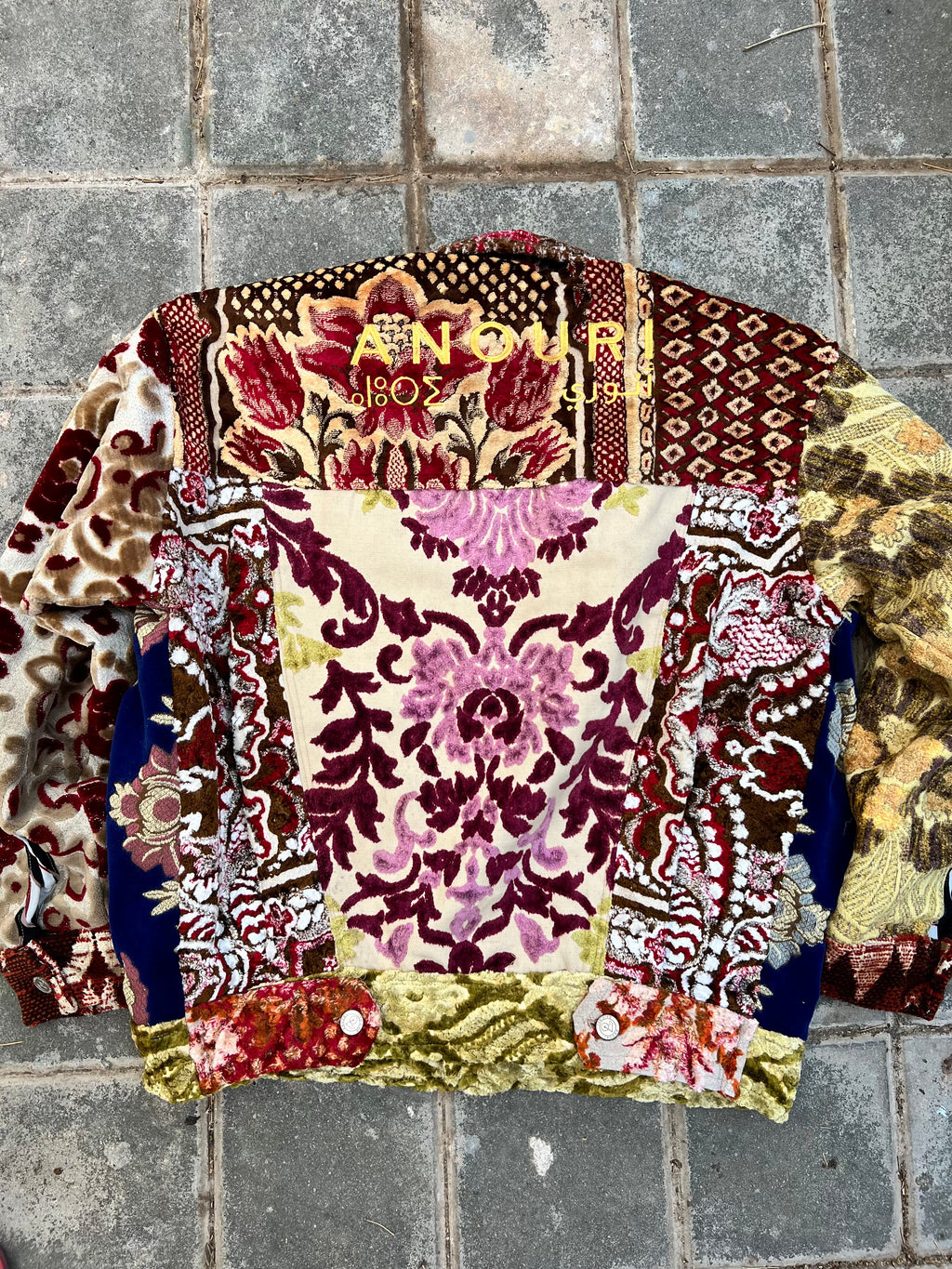 Moroccan hand made with unique patshwork design ,  carpet Jacket UNISEX