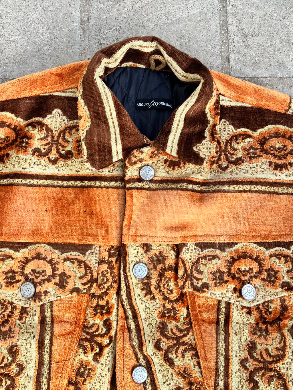 Moroccan hand made with unique light orange color,  carpet Jacket UNISEX