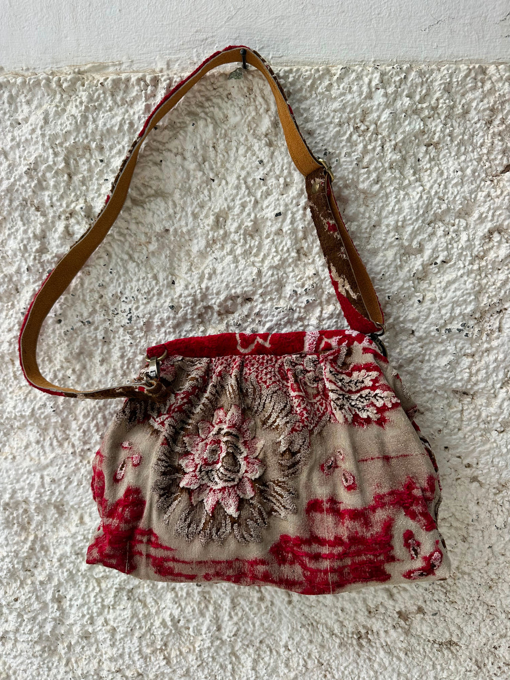 Anouri Original Royal red Floral Carpet Wrist Bag