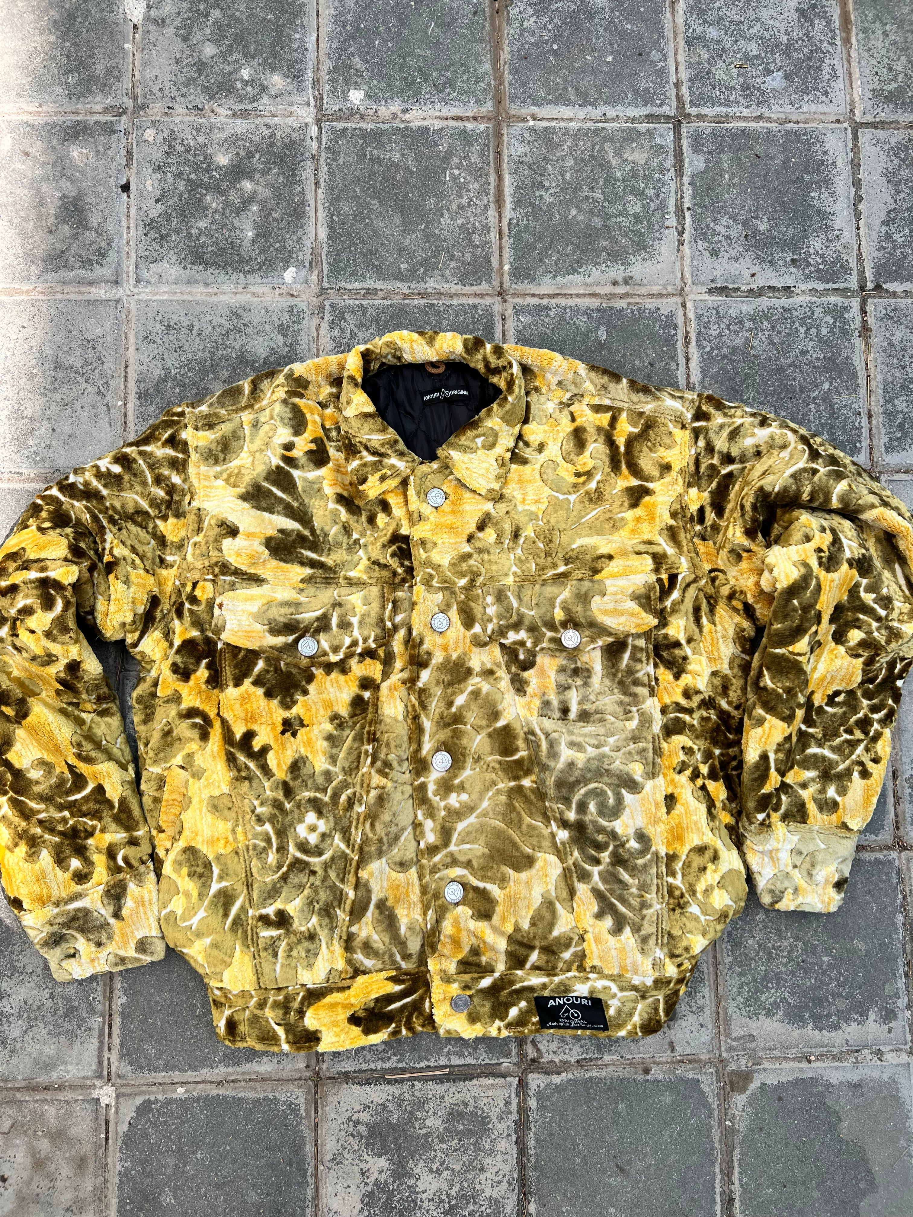 Moroccan hand made with unique light green with yellow color,  carpet Jacket UNISEX