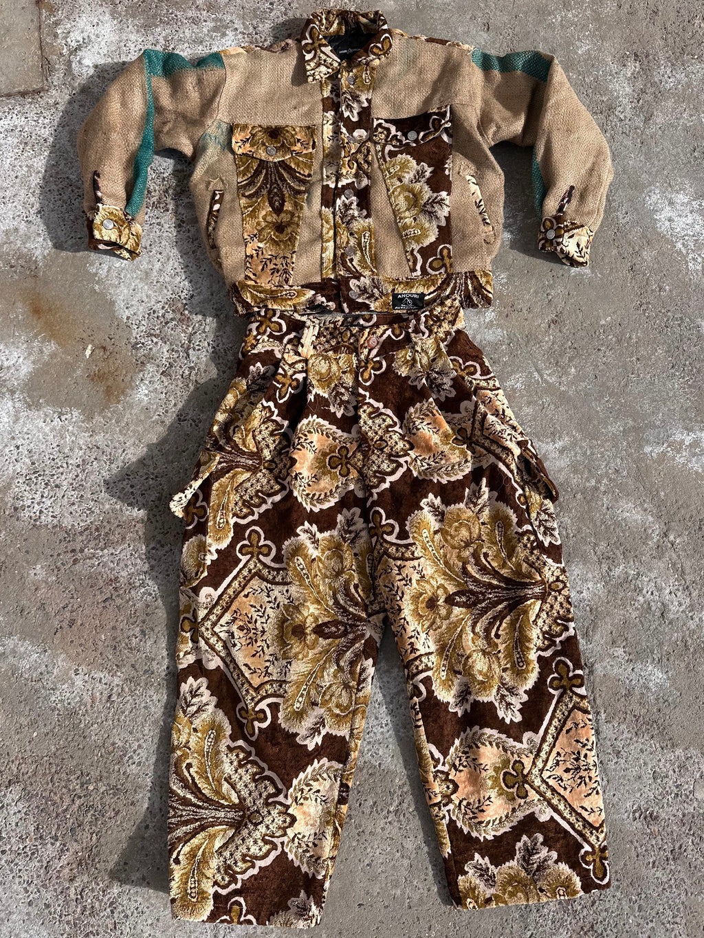 Moroccan hand made unique burlap and brown Carpet and burlap set UNISEX