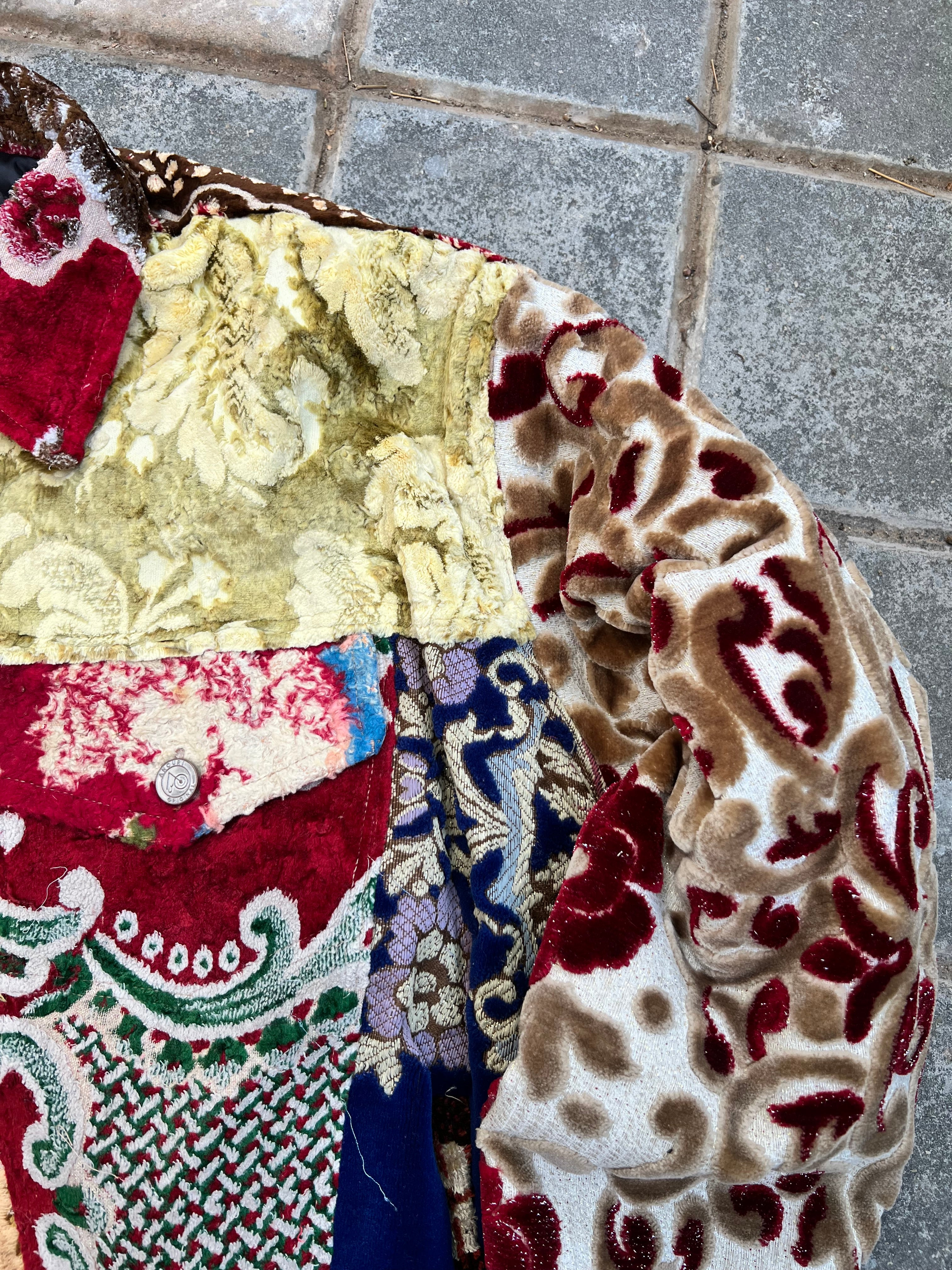 Moroccan hand made with unique patshwork design ,  carpet Jacket UNISEX