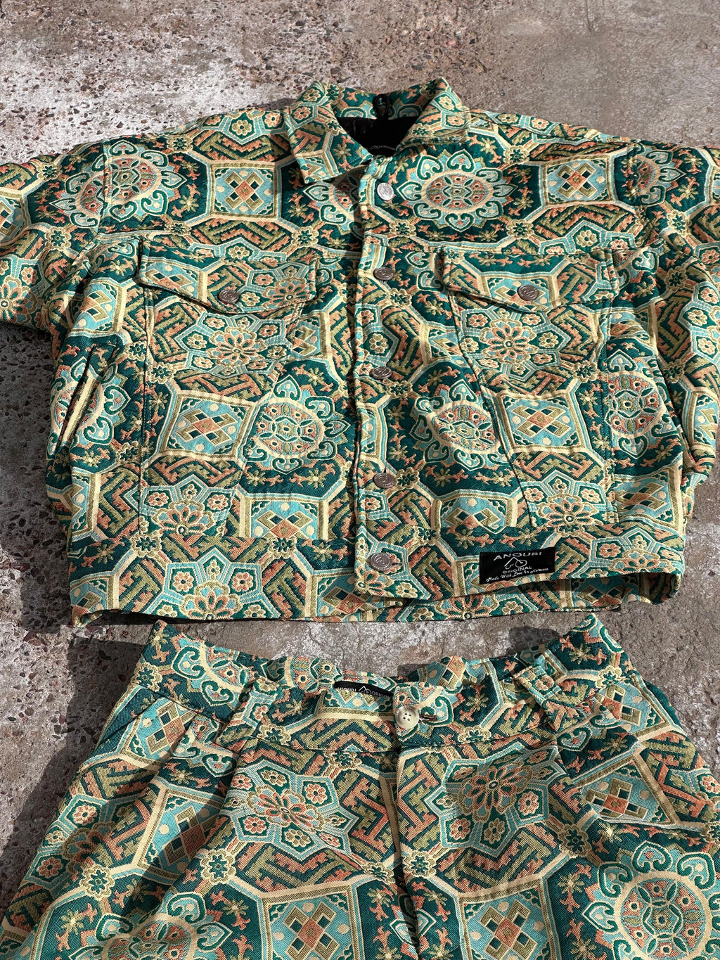 Moroccan hand made unique light green Carpet set UNISEX