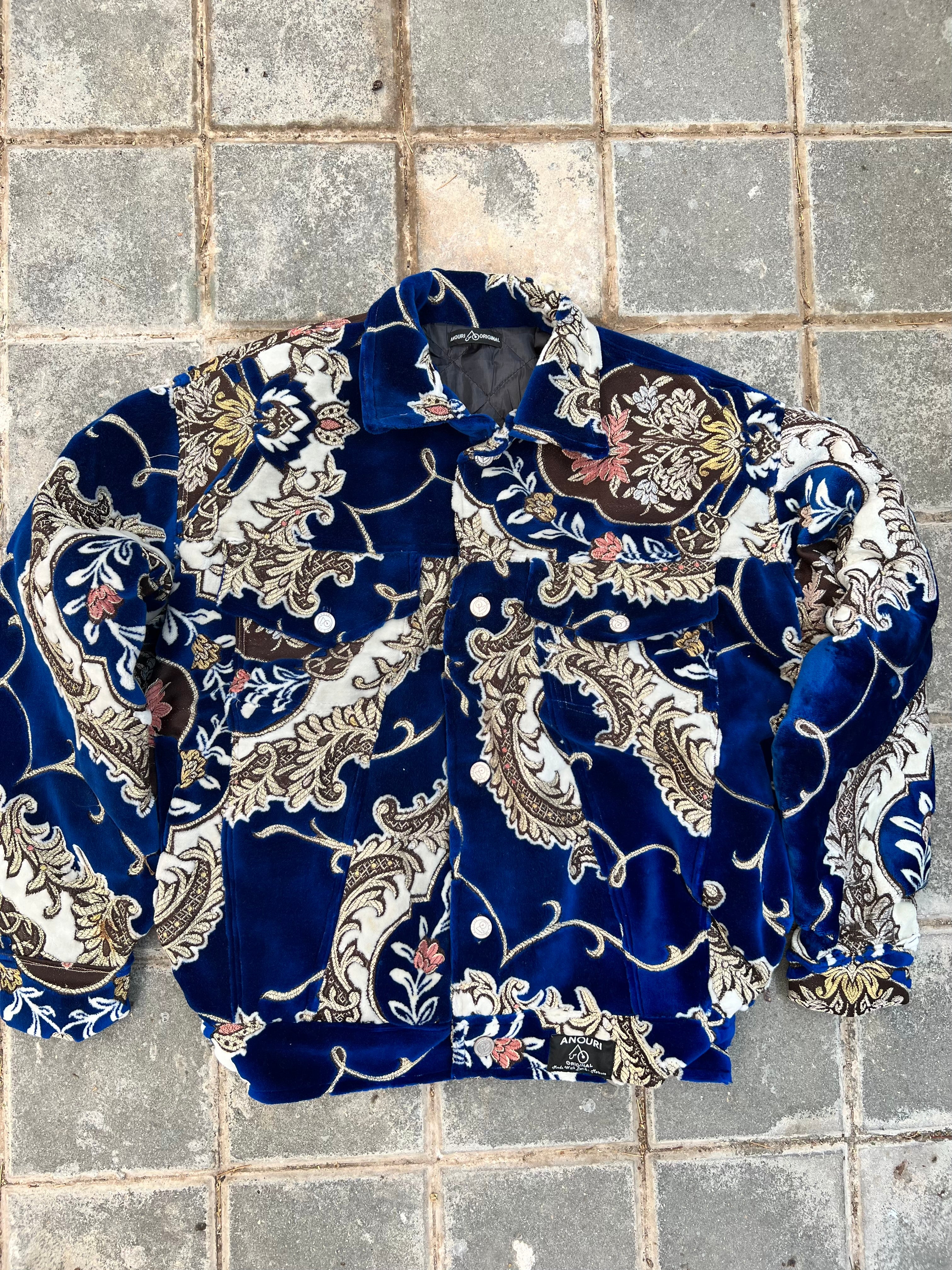 Moroccan hand made with unique design Blue color ,  carpet Jacket UNISEX