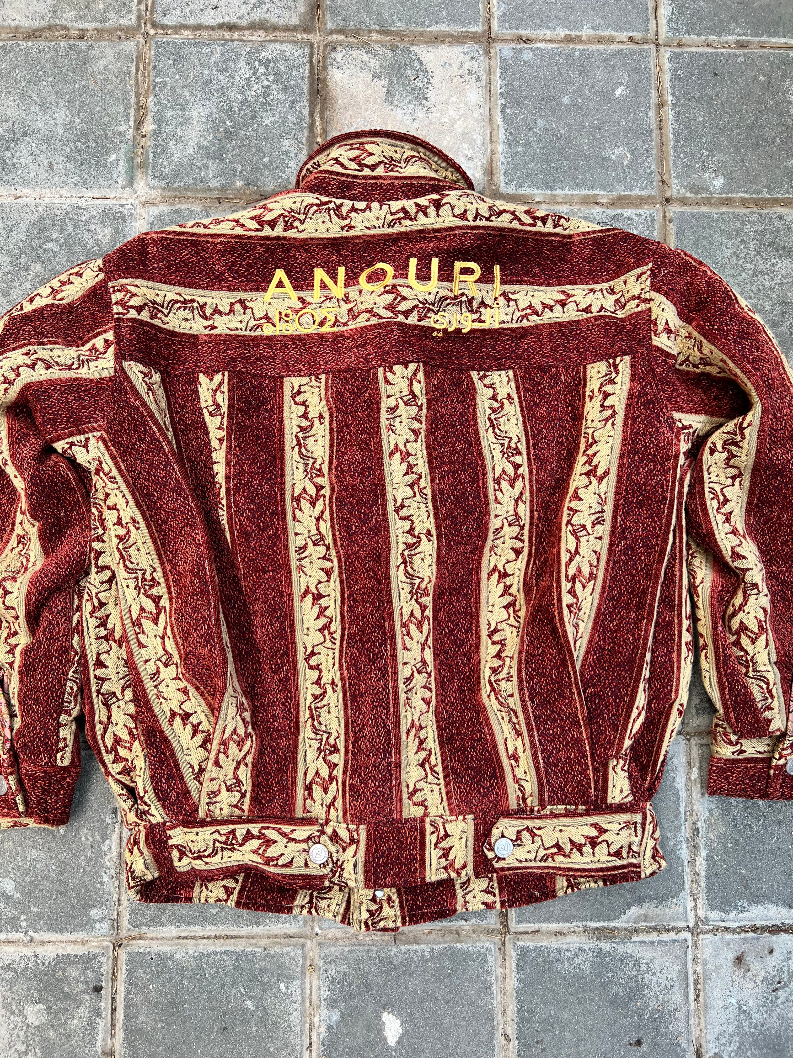 Moroccan hand made with unique yellow and orange color,  carpet Jacket UNISEX