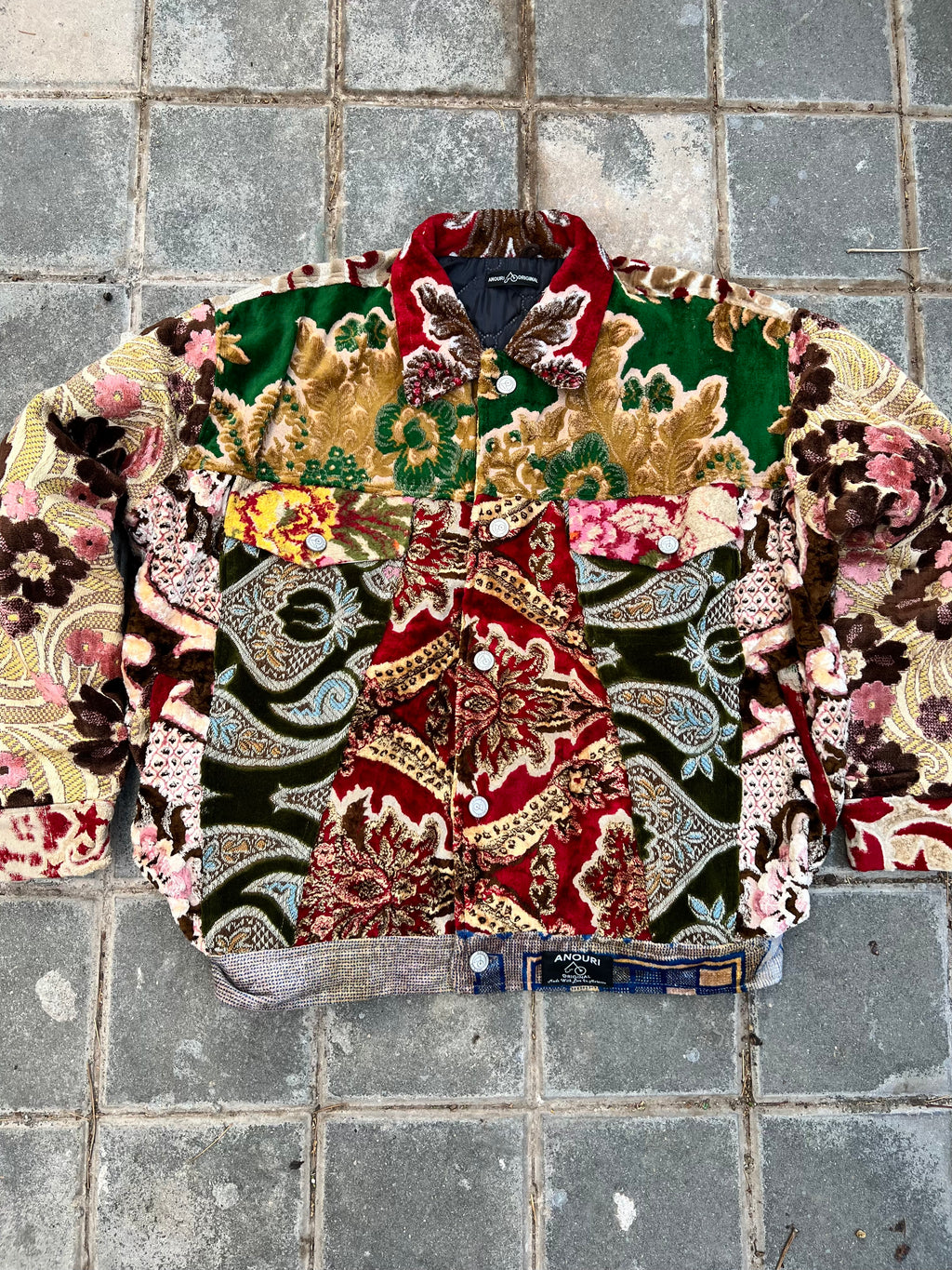Moroccan hand made with unique patshwork design ,  carpet Jacket UNISEX