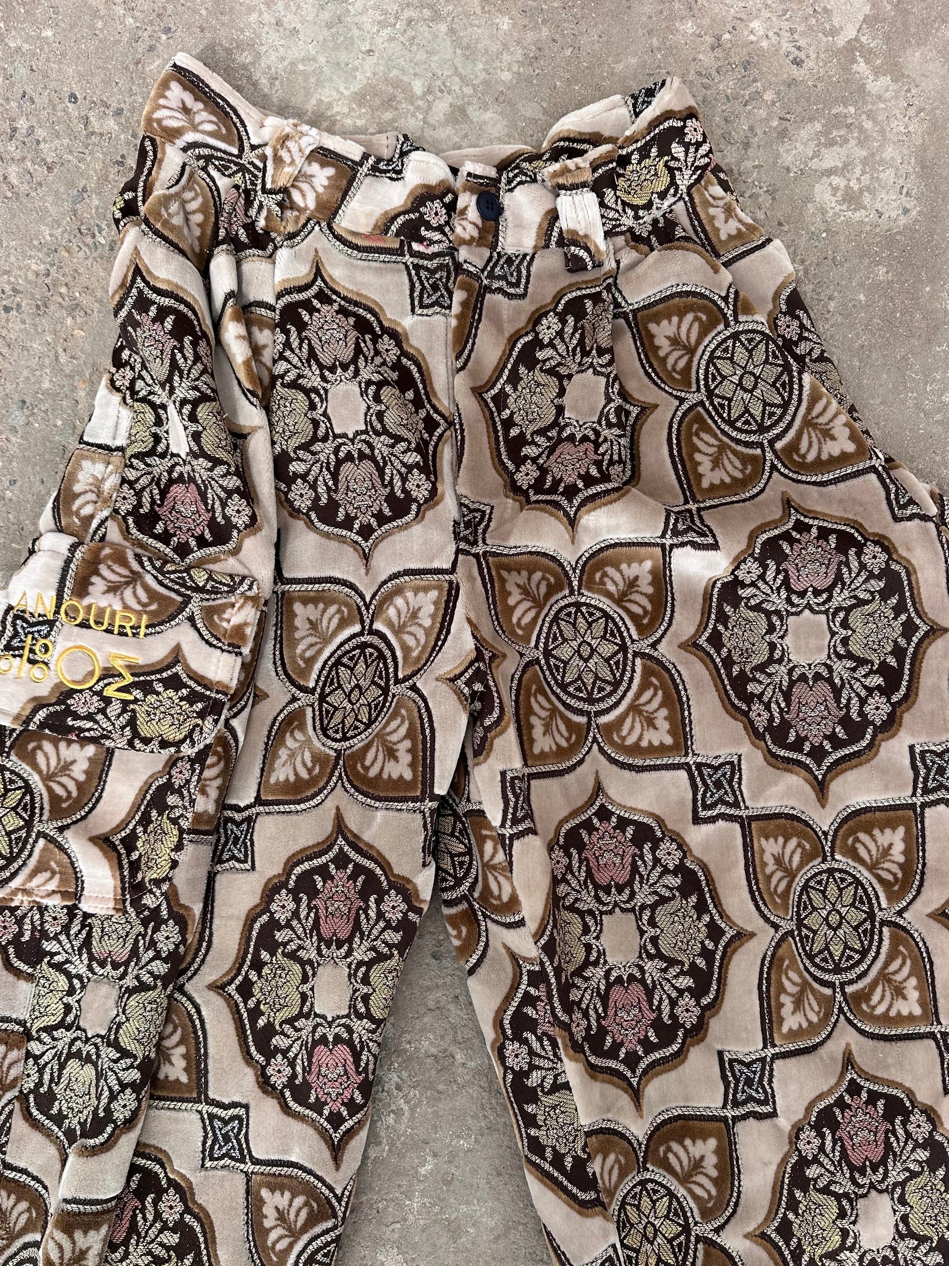 Anouris Original PANT with wide legs with two pockets  side brown print “Carpet” UNISEX